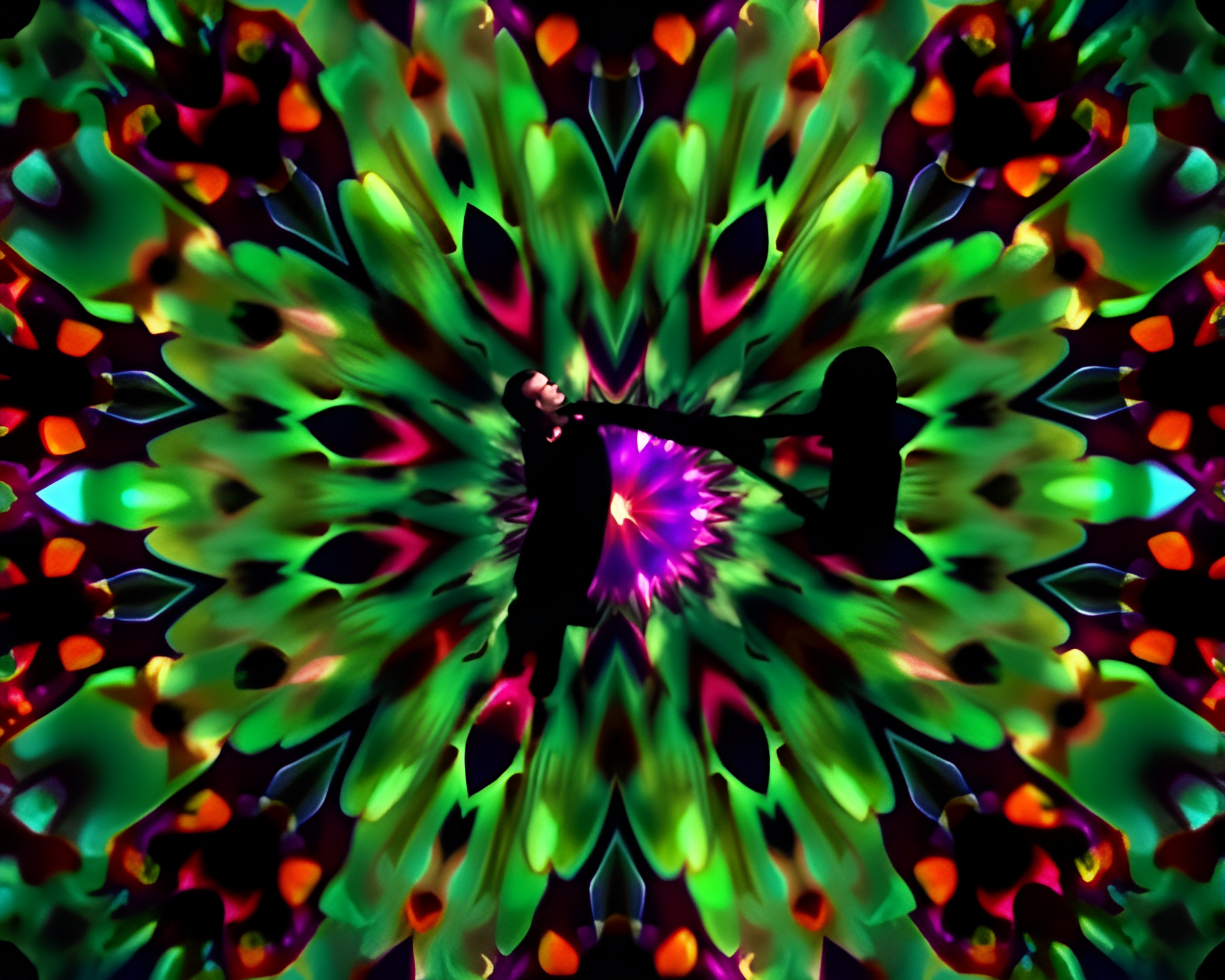 Trumpet Symphony in Ultraviolet Kaleidoscope Shadows – free AI stock image