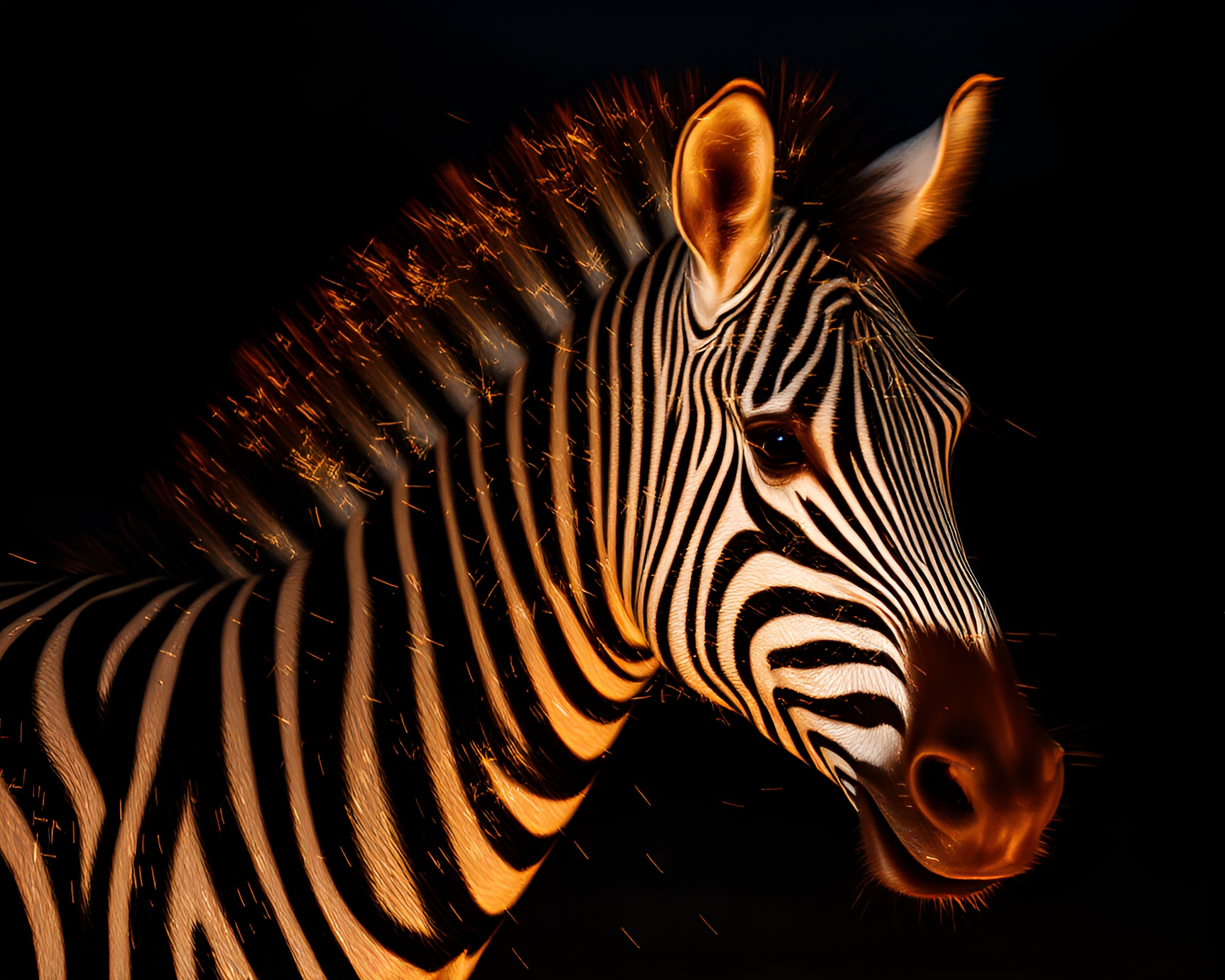 Zebra Double Exposure with Metallic Sparkle in Long Exposure Style – free AI stock image