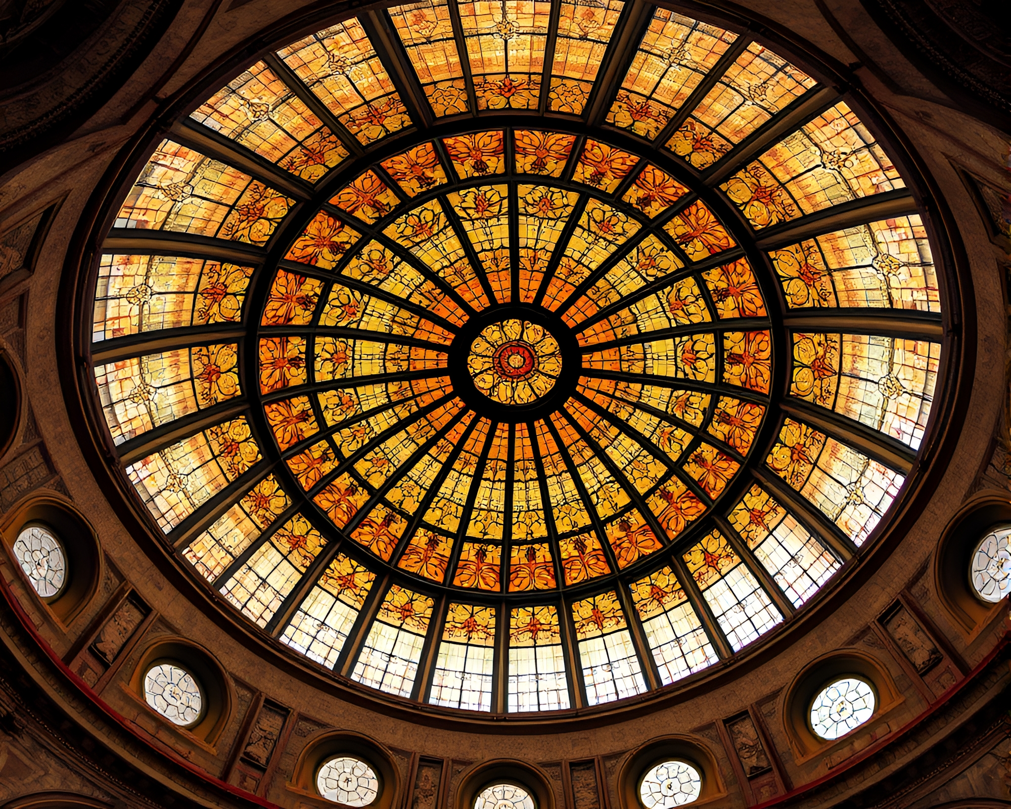 Spectacular Stained Glass Dome with Dynamic Lighting – free AI stock image