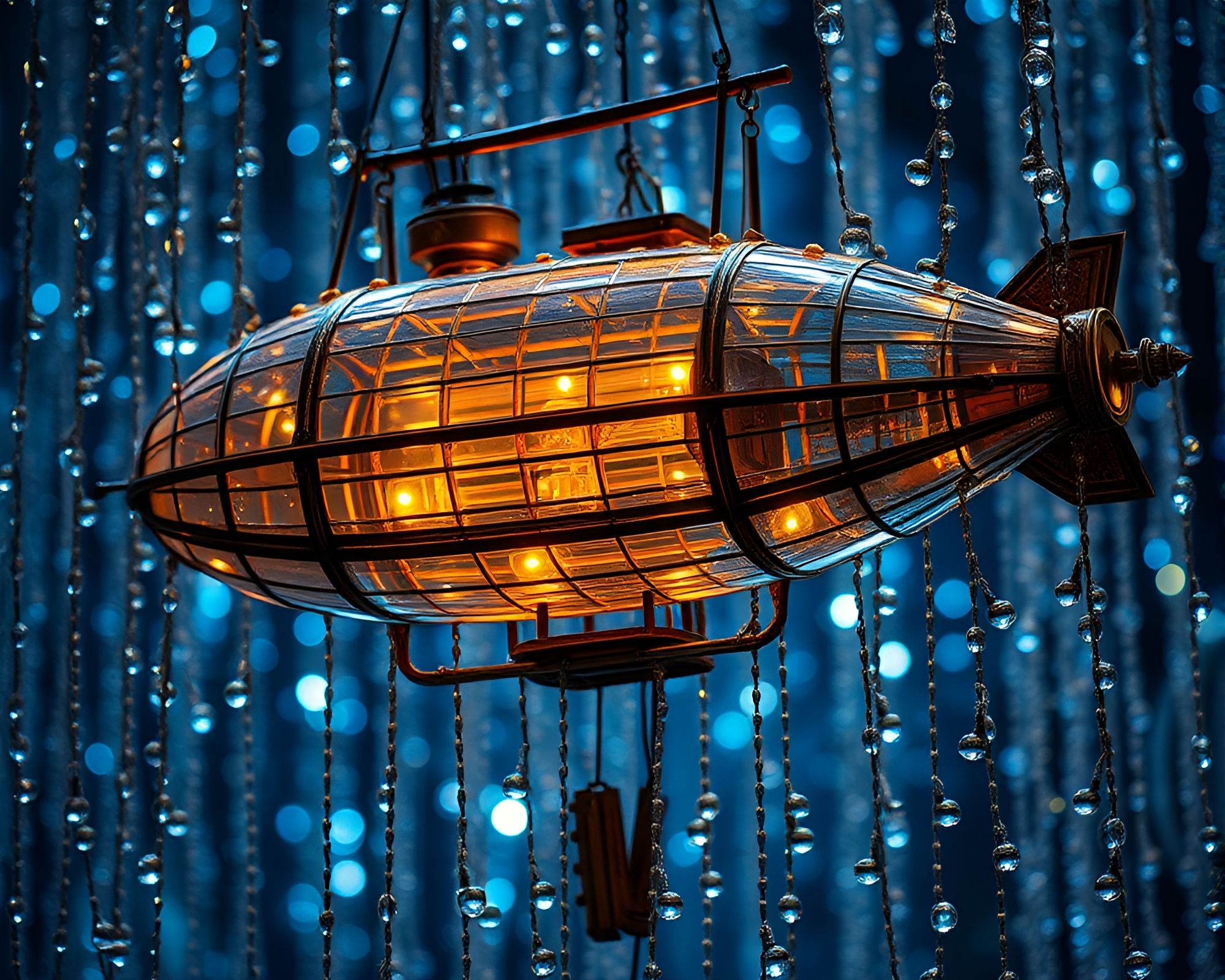 Steampunk Airship Enters Theatrical Tenebrism – free AI stock image