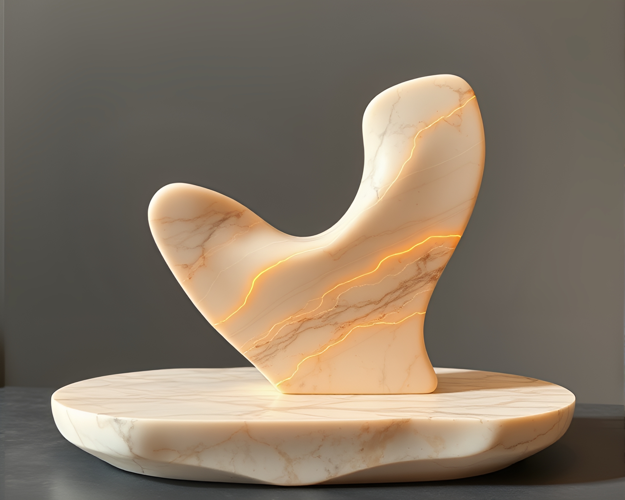 Organic Marble Sculpture Illuminated with Infrared Light – free AI stock image