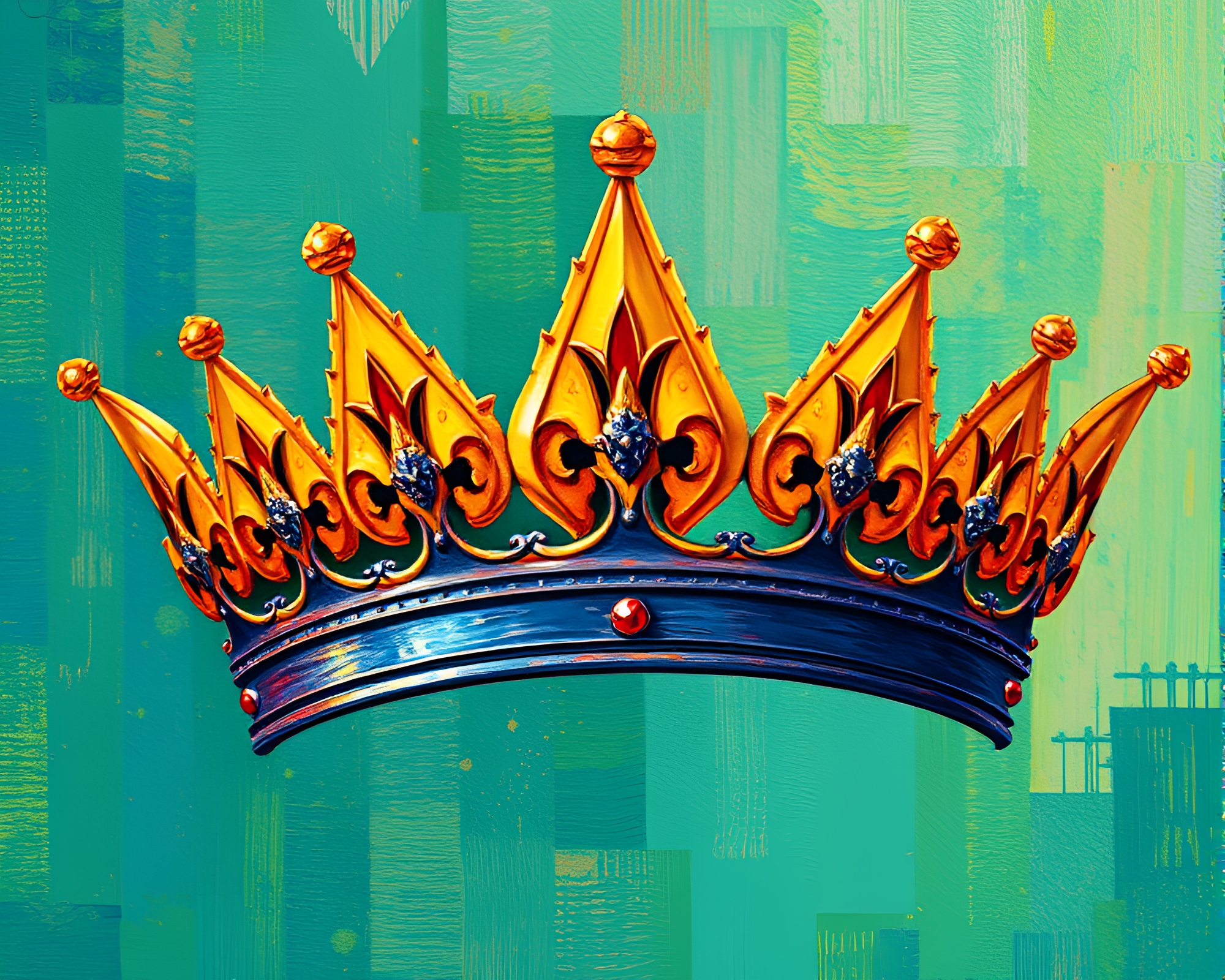 Regal Crown Adorned with Analogous Impasto Colors – free AI stock image