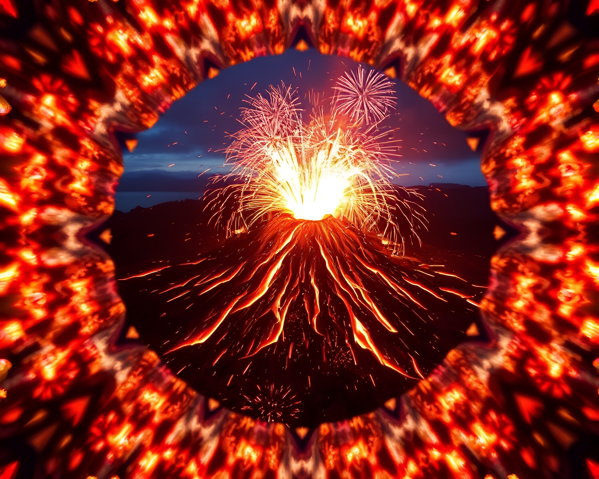 Volcanic Eruption Kaleidoscope Festival – free AI stock image