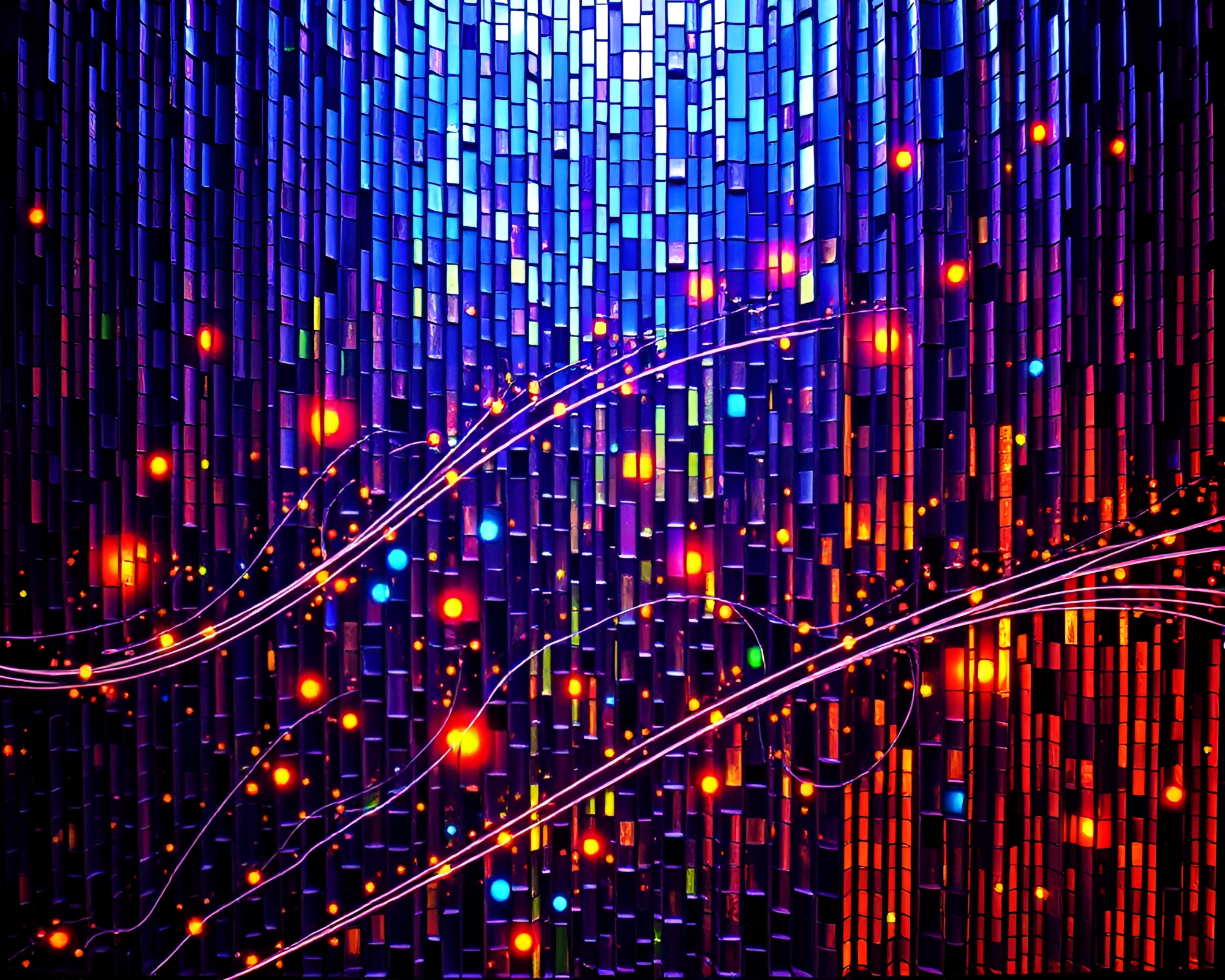Baguette Mosaic in Color Splash Etching Lines – free AI stock image