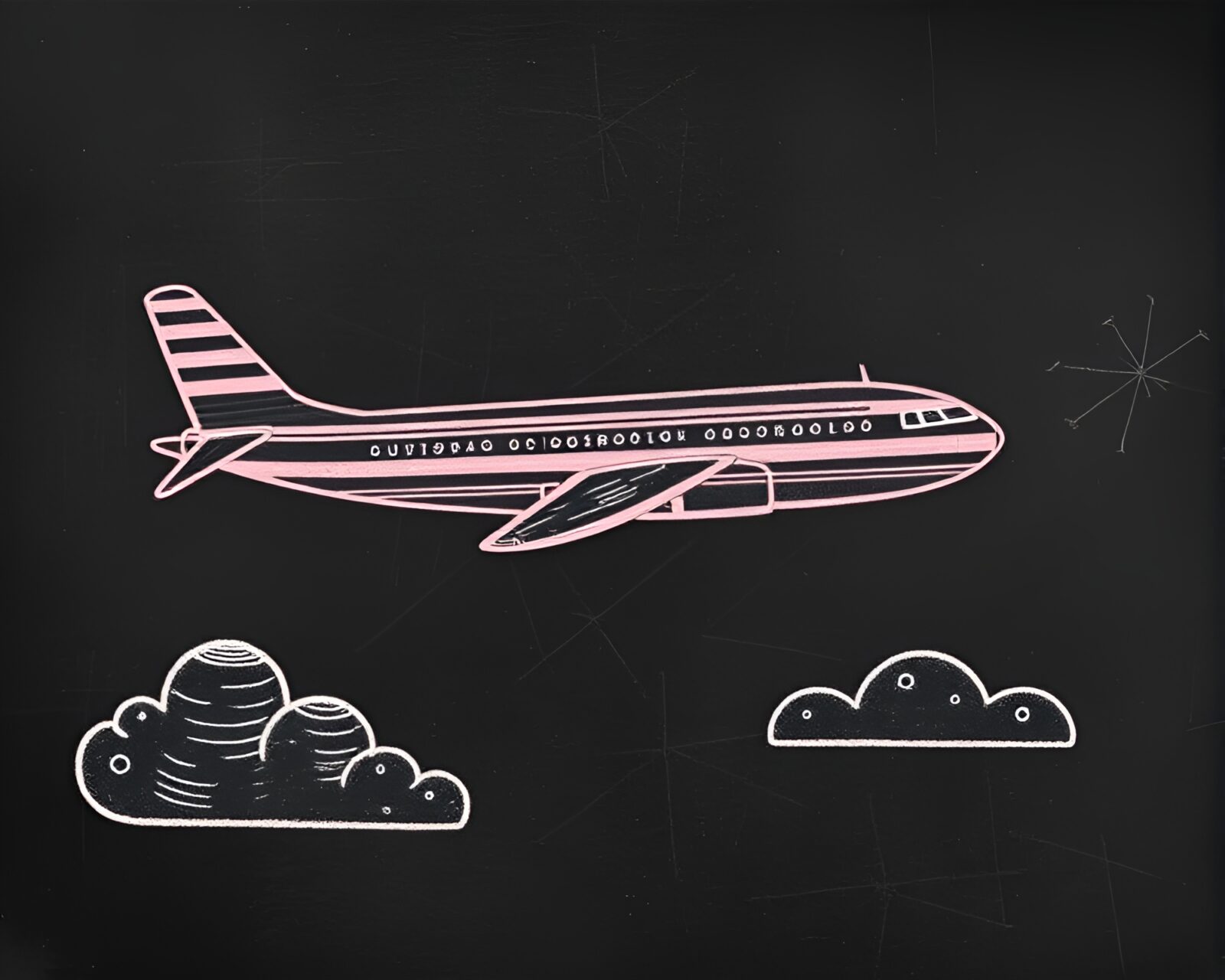 A whimsical sea plane flying through a peach-colored sky