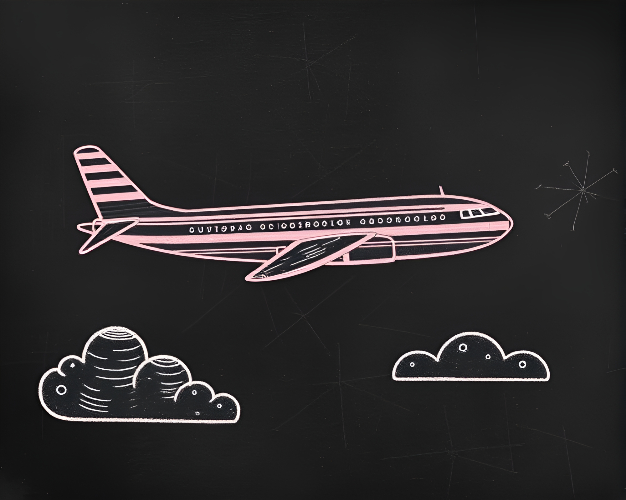 Striped Sea Plane in Peachy Chalkboard Sky – free AI stock image