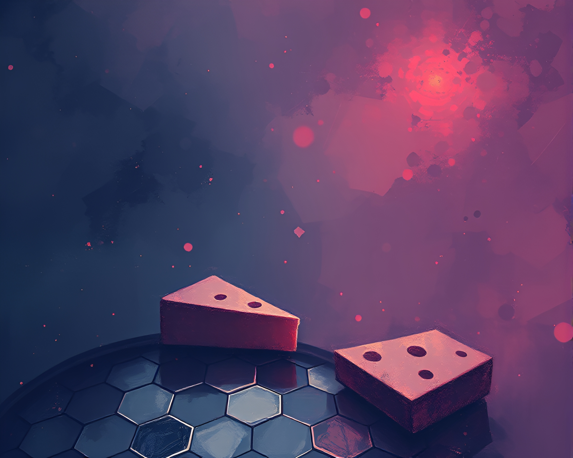 Hexagonal Cheese Platter in Digital Sunset Expressionism – free AI stock image