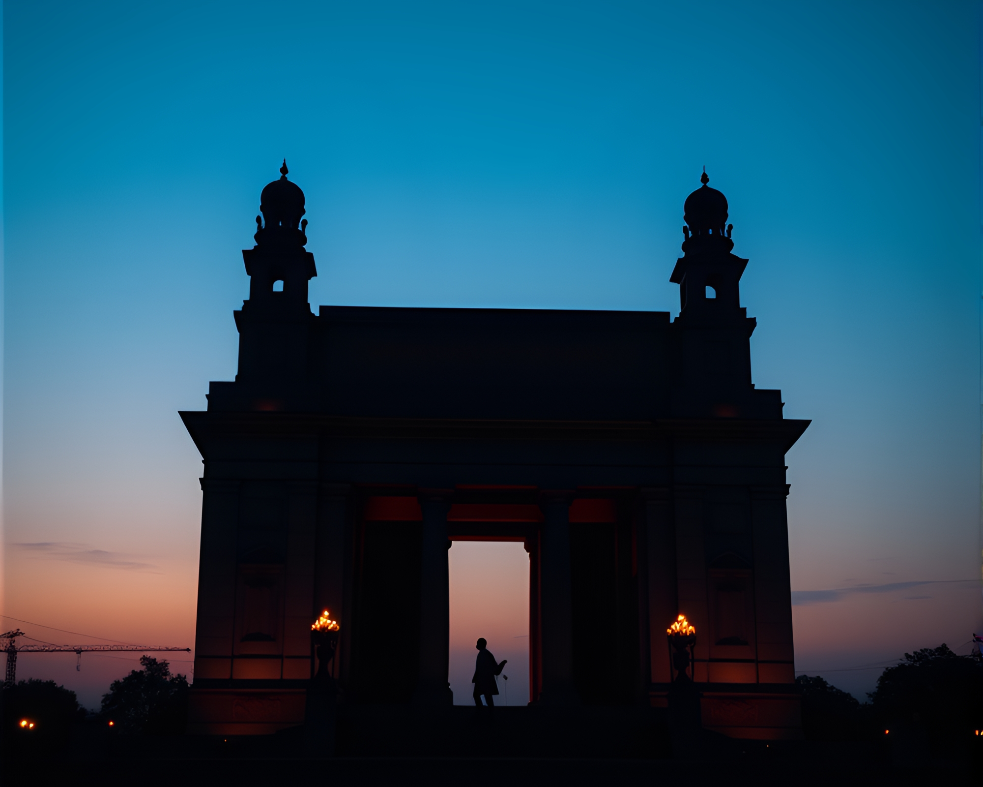 Candlelit Monolith Silhouette Architectural Rendering – free AI stock image