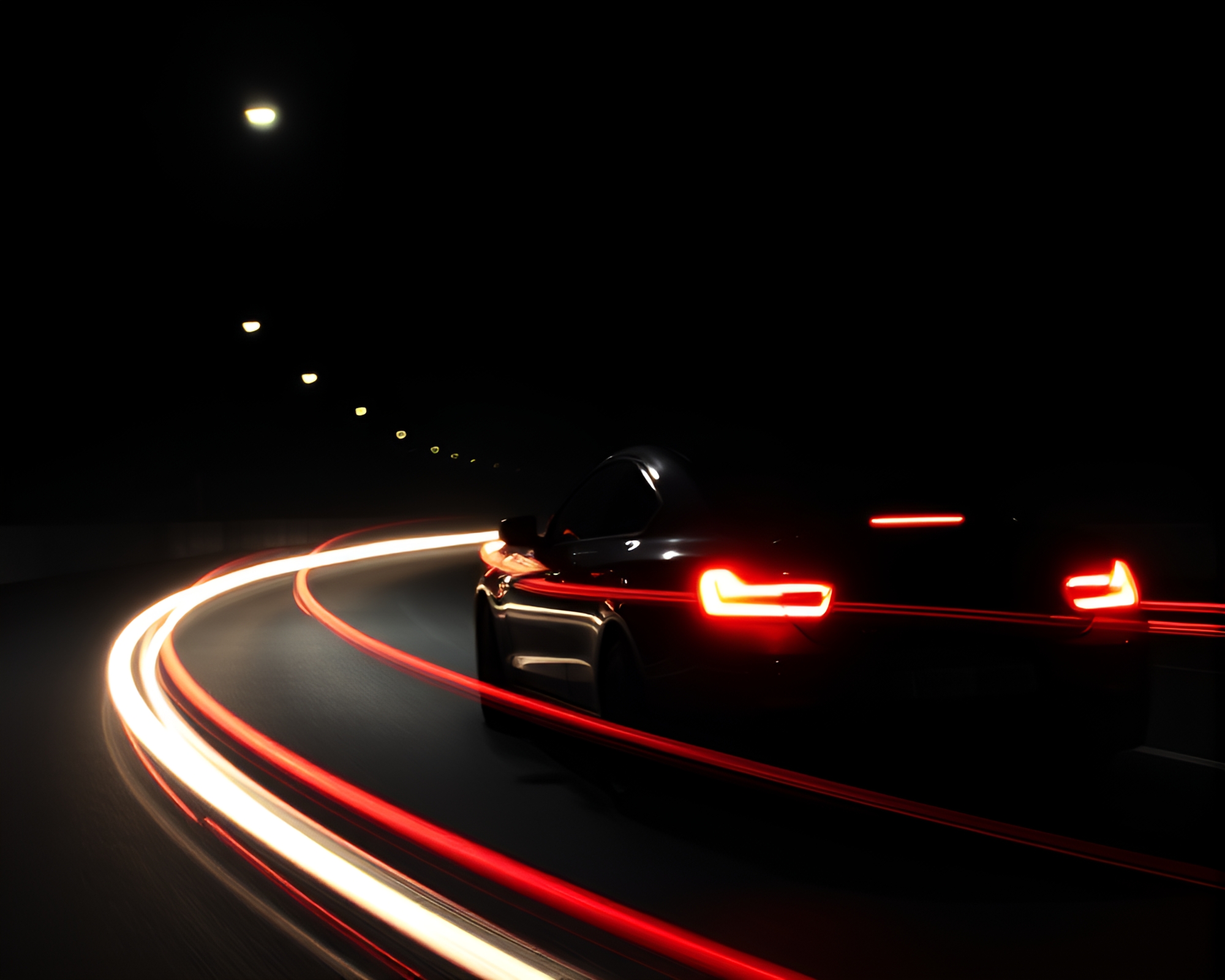 Cityscape Car Light Trails Ring Noir – free AI stock image