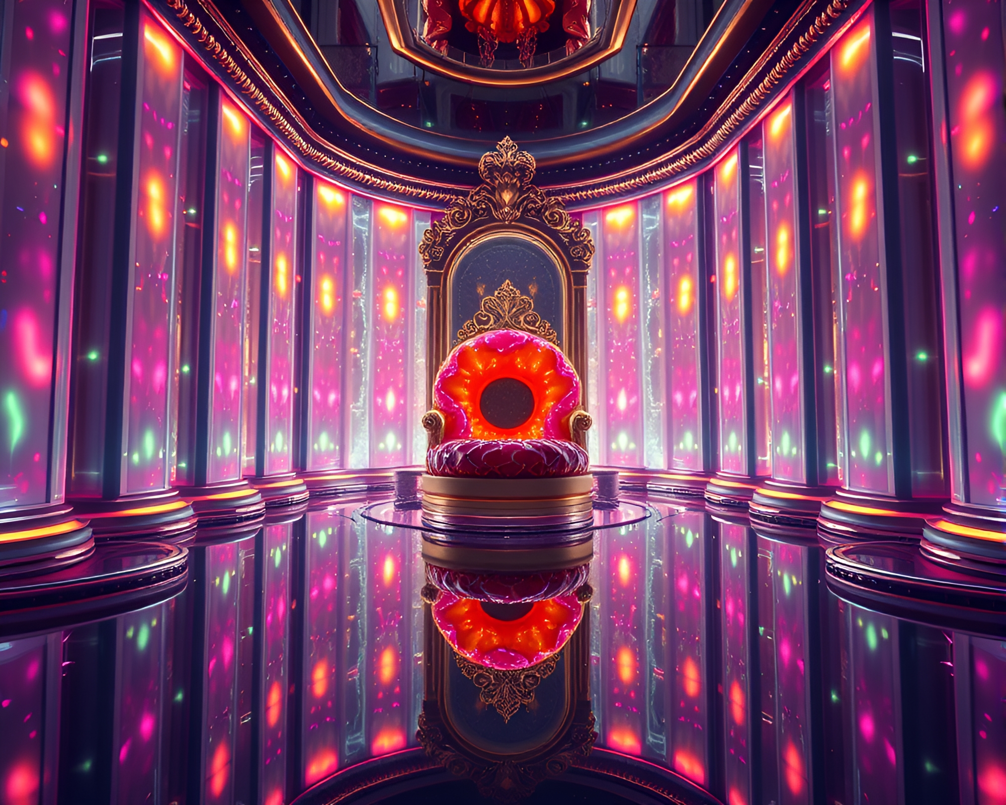 Kinetic Art Doughnut Throne Room Symmetry – free AI stock image