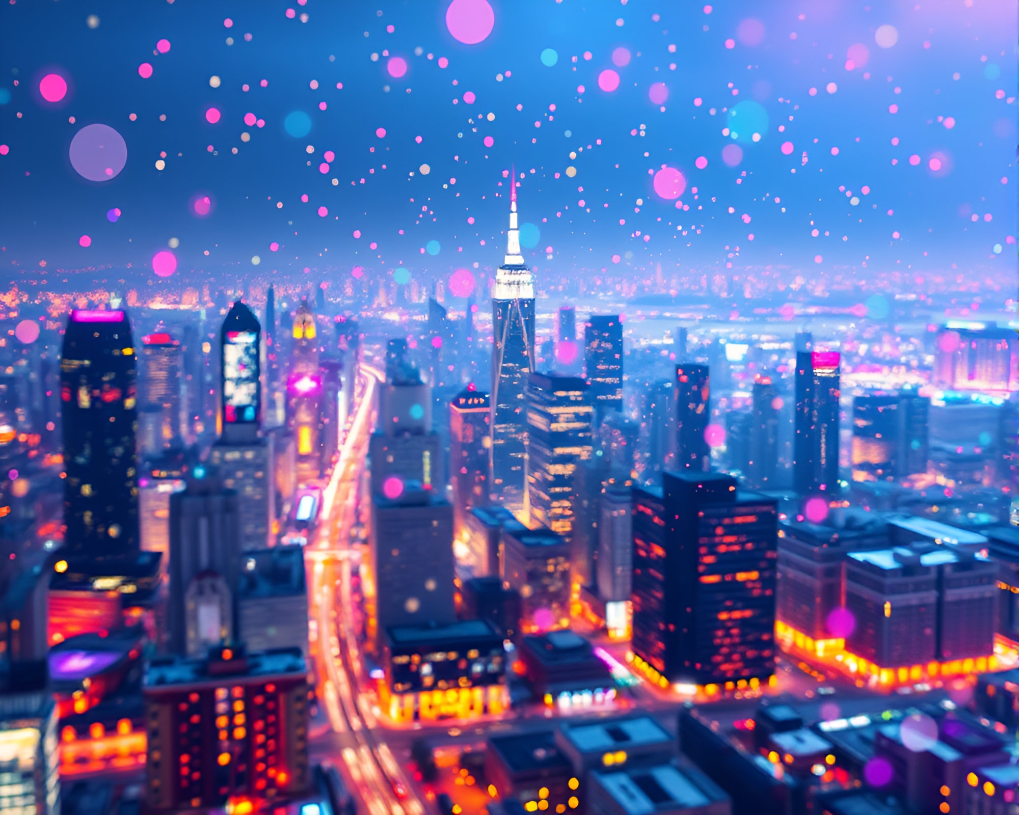 Holographic Cyber City at Dusk – free AI stock image