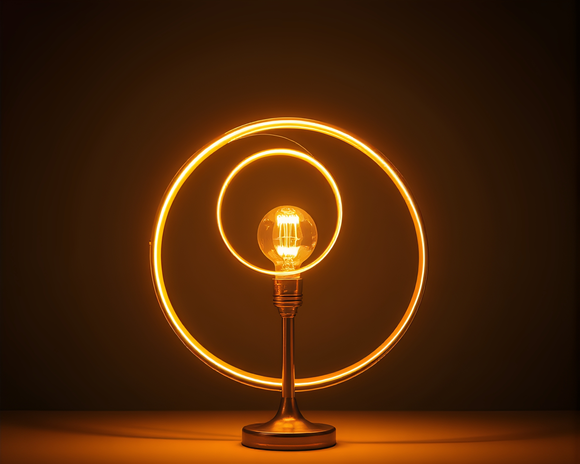Luminous Golden Spiral Lamp in Vibrant Rim-Lit Display – free AI stock image