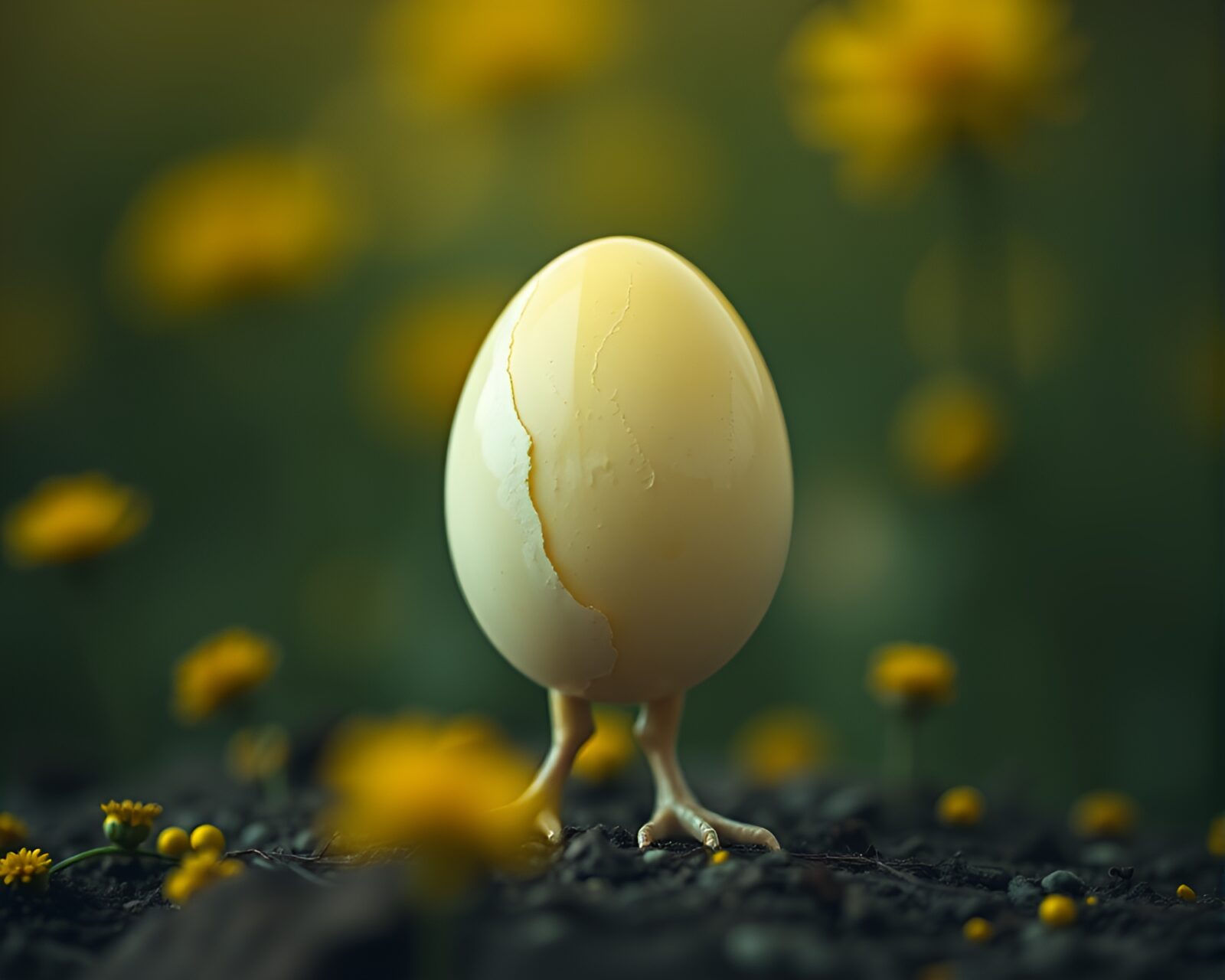 Yellow-toned composition featuring smart contact lens in detailed art style