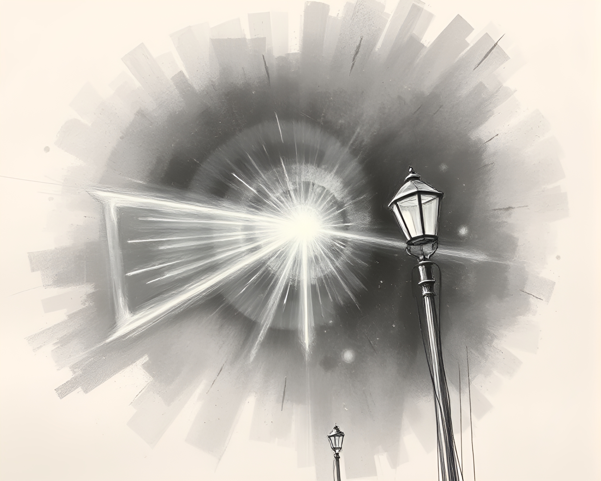 Prismatic Cosmic Horror in Charcoal Sketch Style – free AI stock image