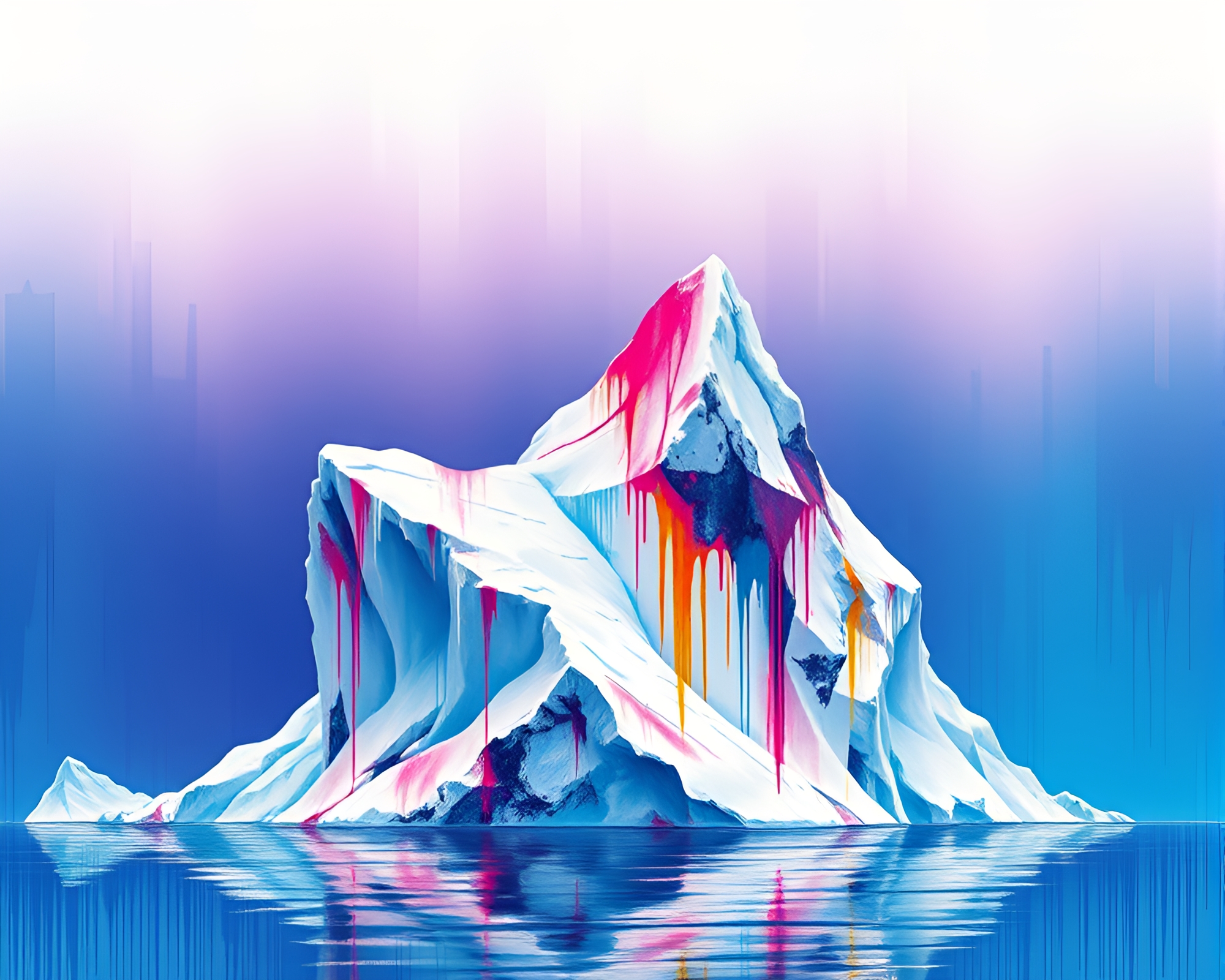 Arctic Geometry: Retro Iceberg with Spray Paint Drips – free AI stock image
