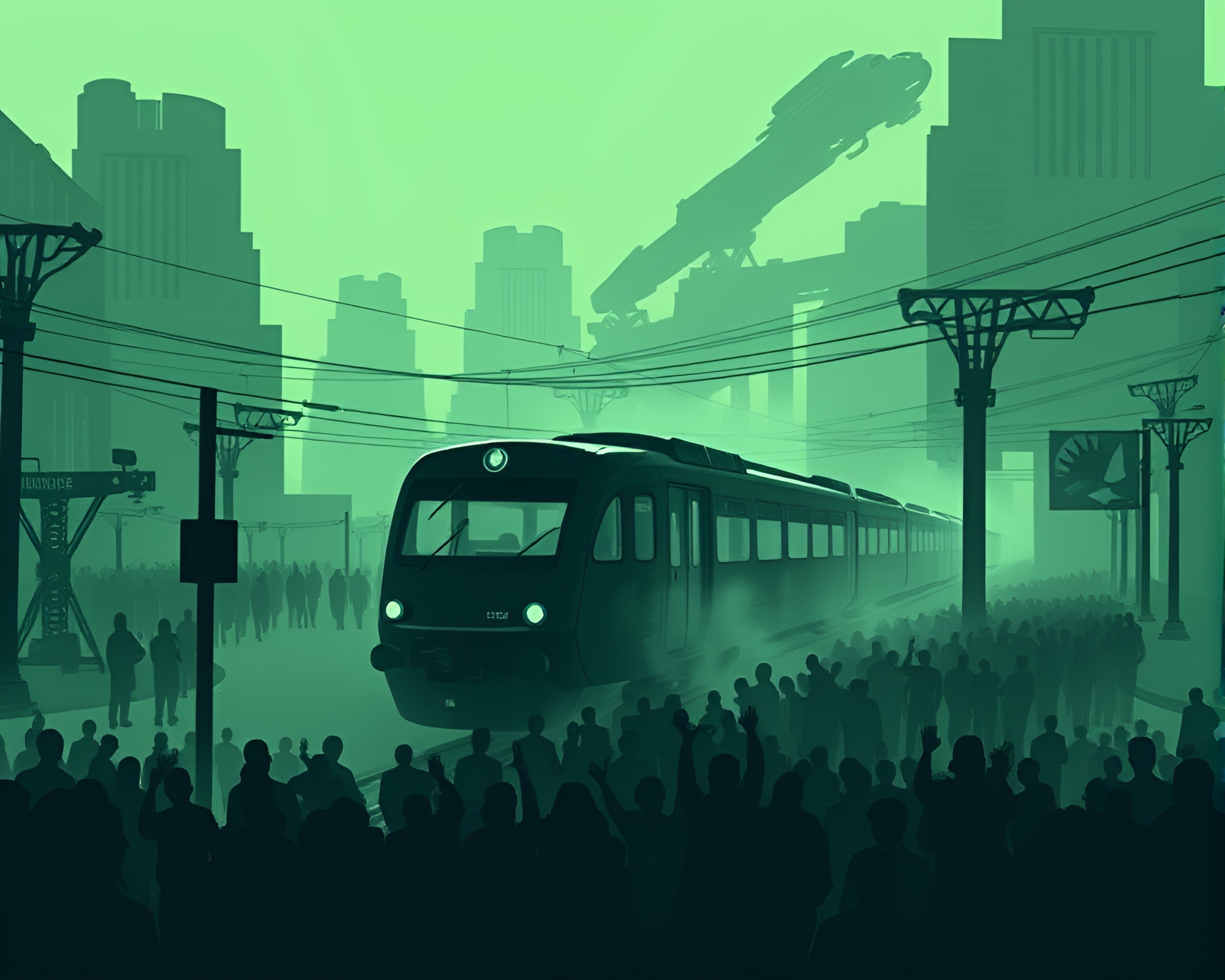 Futuristic Magnetic Levitation Train Silhouettes – free AI stock image
