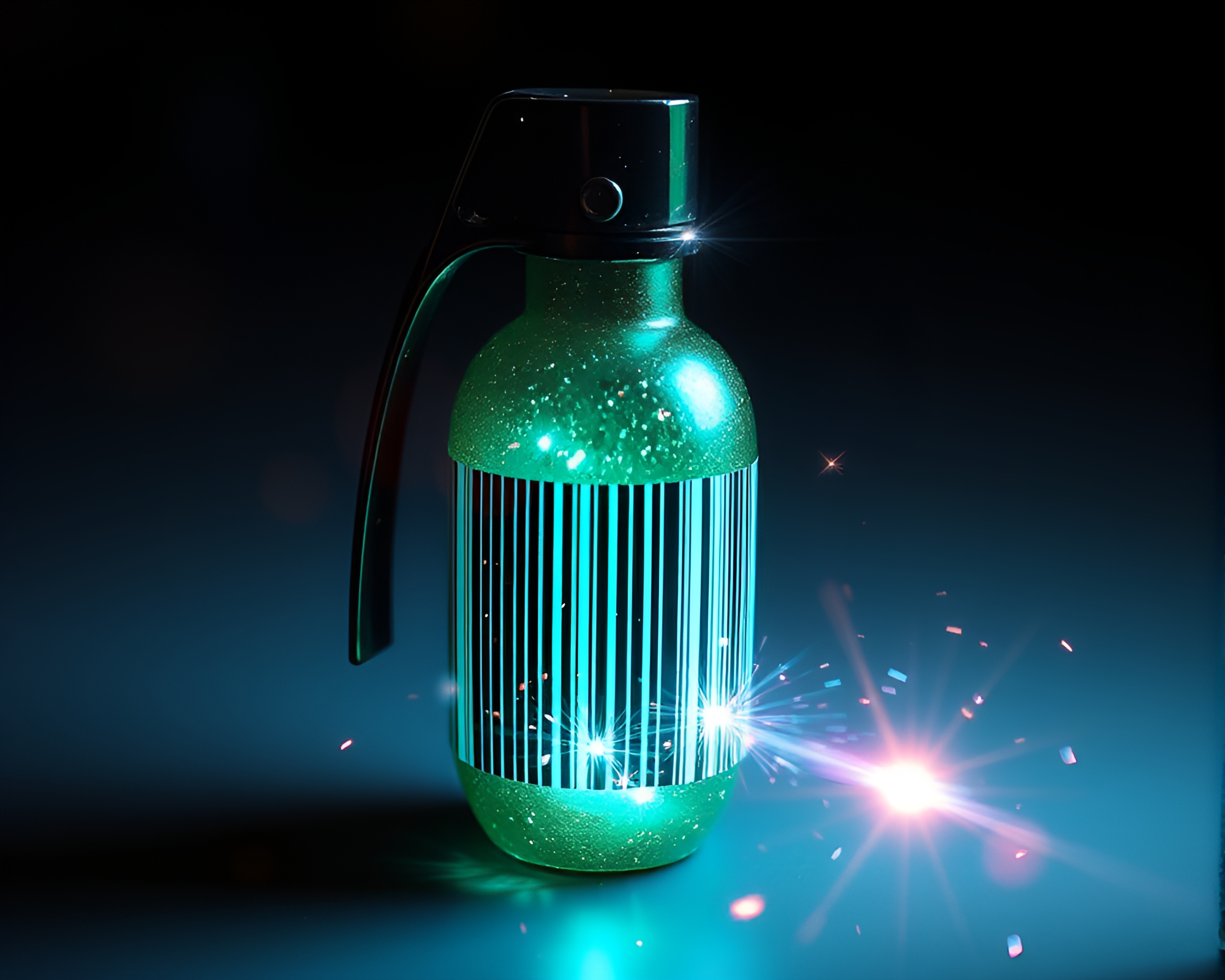 Antimatter Grenade Amid Barcode Stripe Arrangement – free AI stock image