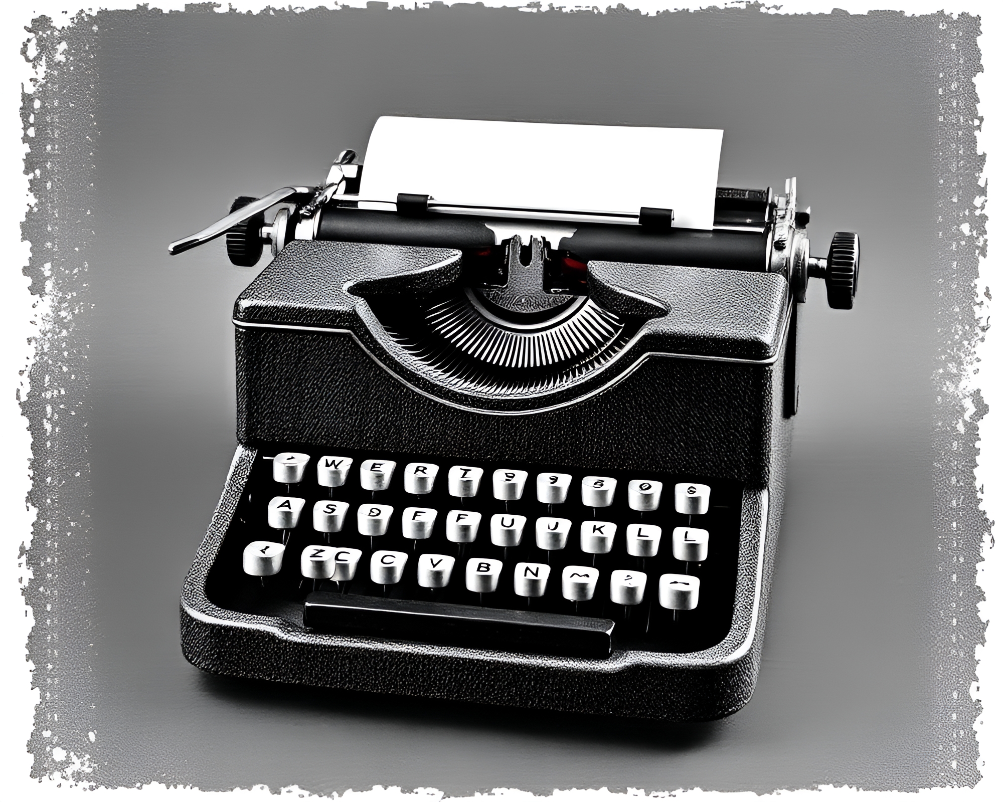 Vintage typewriter in halftone grid world – free AI stock image