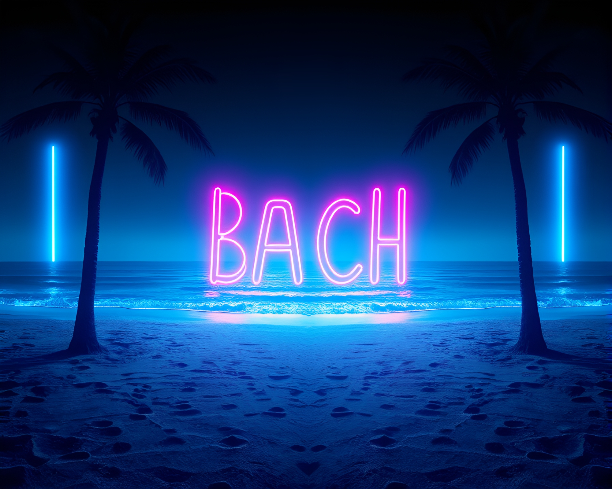 Symmetrical Neon Beach Graffiti Data Art – free AI stock image