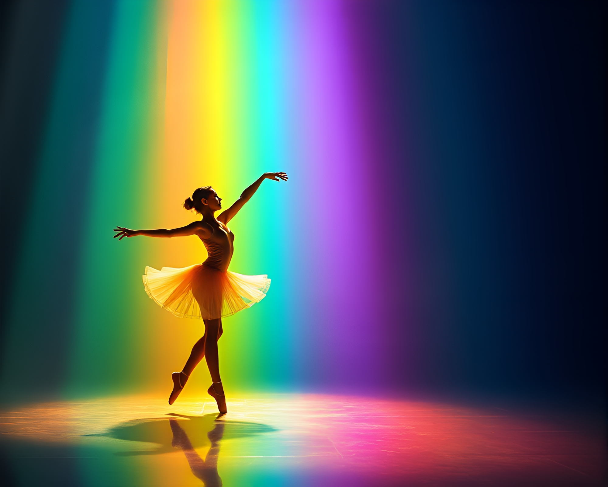 Ballet Dancer in Ultraviolet Rainbow Refraction – free AI stock image