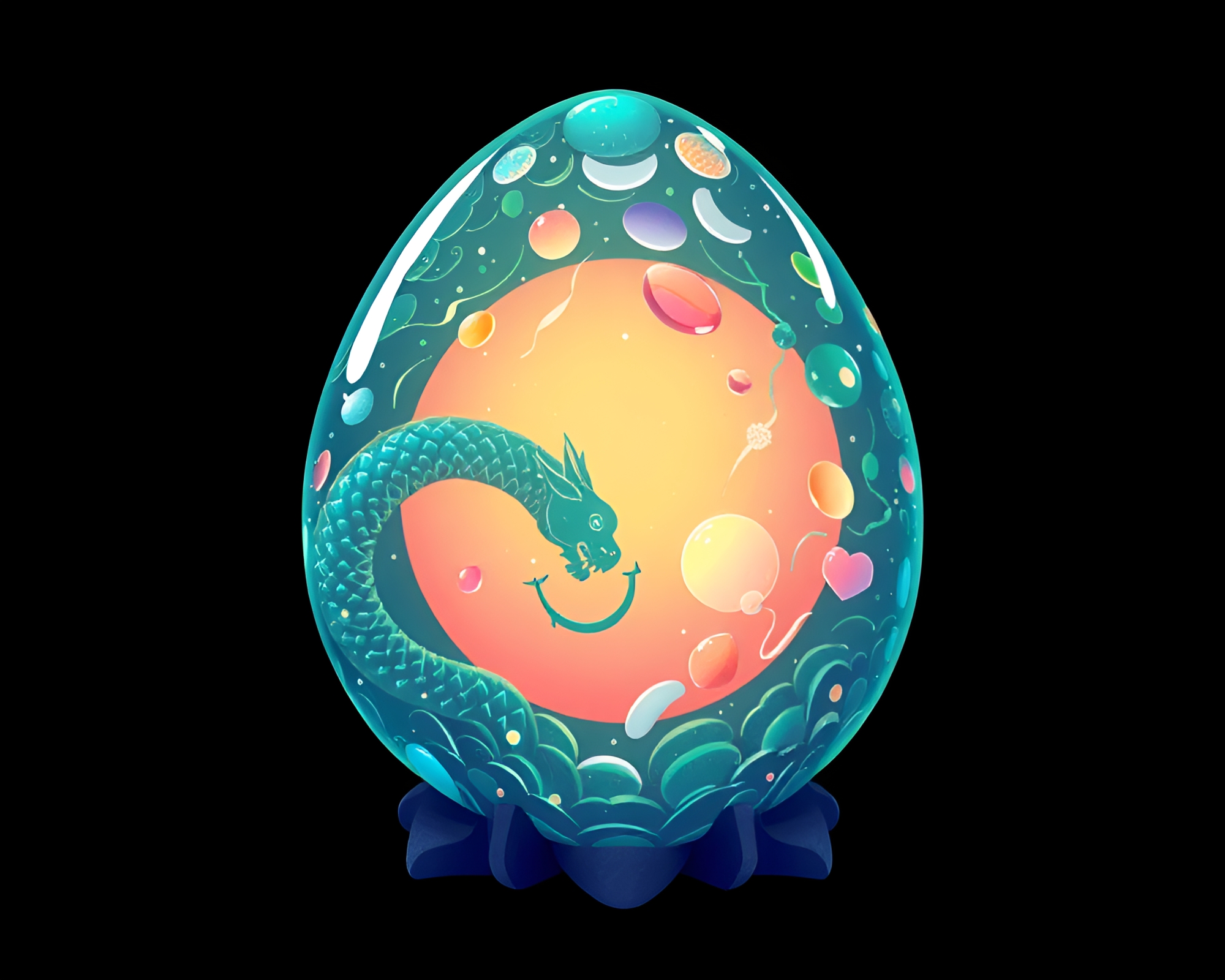 Mystical Dragon Egg Nest in Retro Acrylic Splatter – free AI stock image