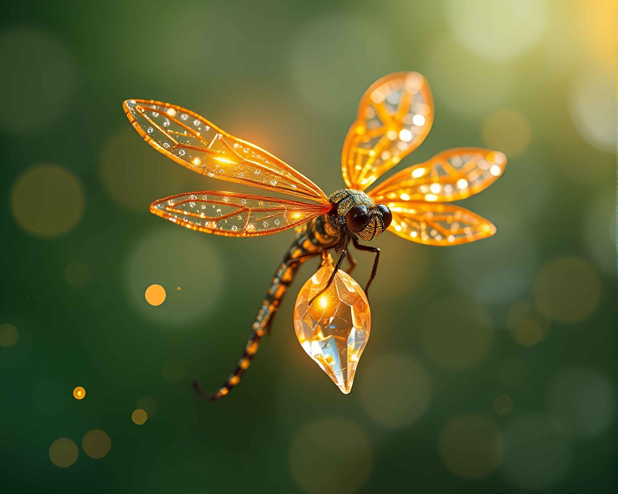 Floating Crystal Beadwork in Pop Art Firefly Luminescence – free AI stock image