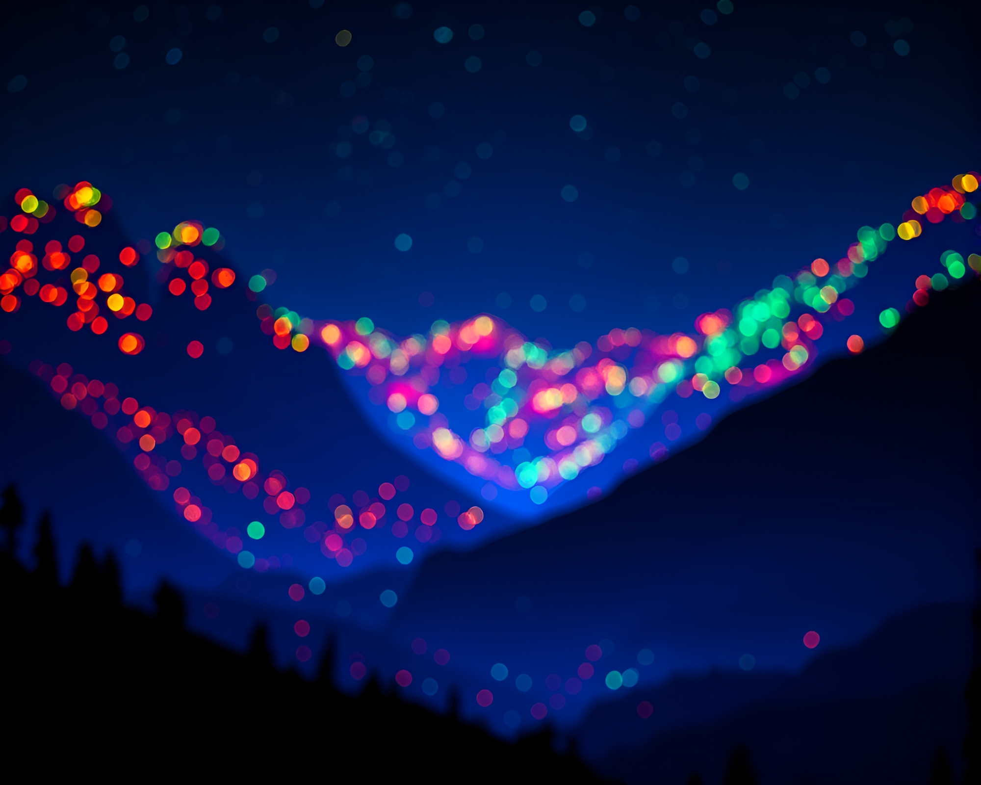 Valley of Holographic Specks Illuminated in Vignette Style – free AI stock image
