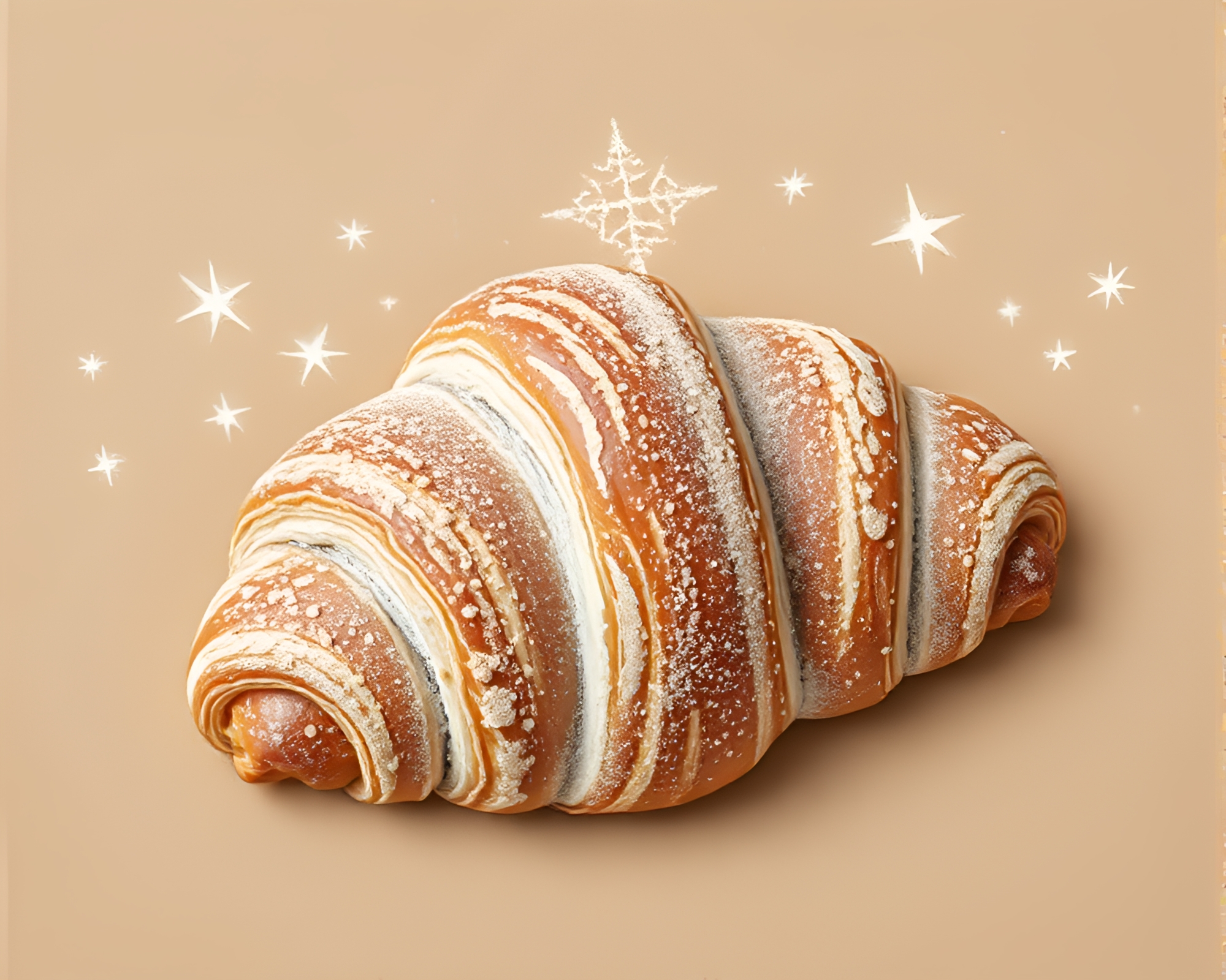 Croissant Chalk Sketch in Desert Photocollage – free AI stock image