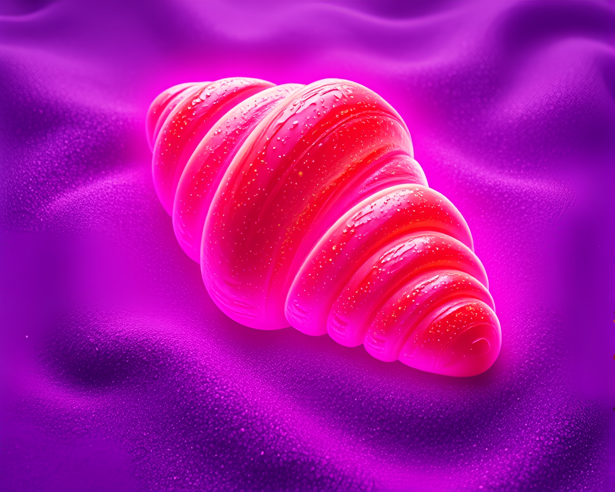 Neon Croissant Sand Swirl Vaporwave Delight – free AI stock image