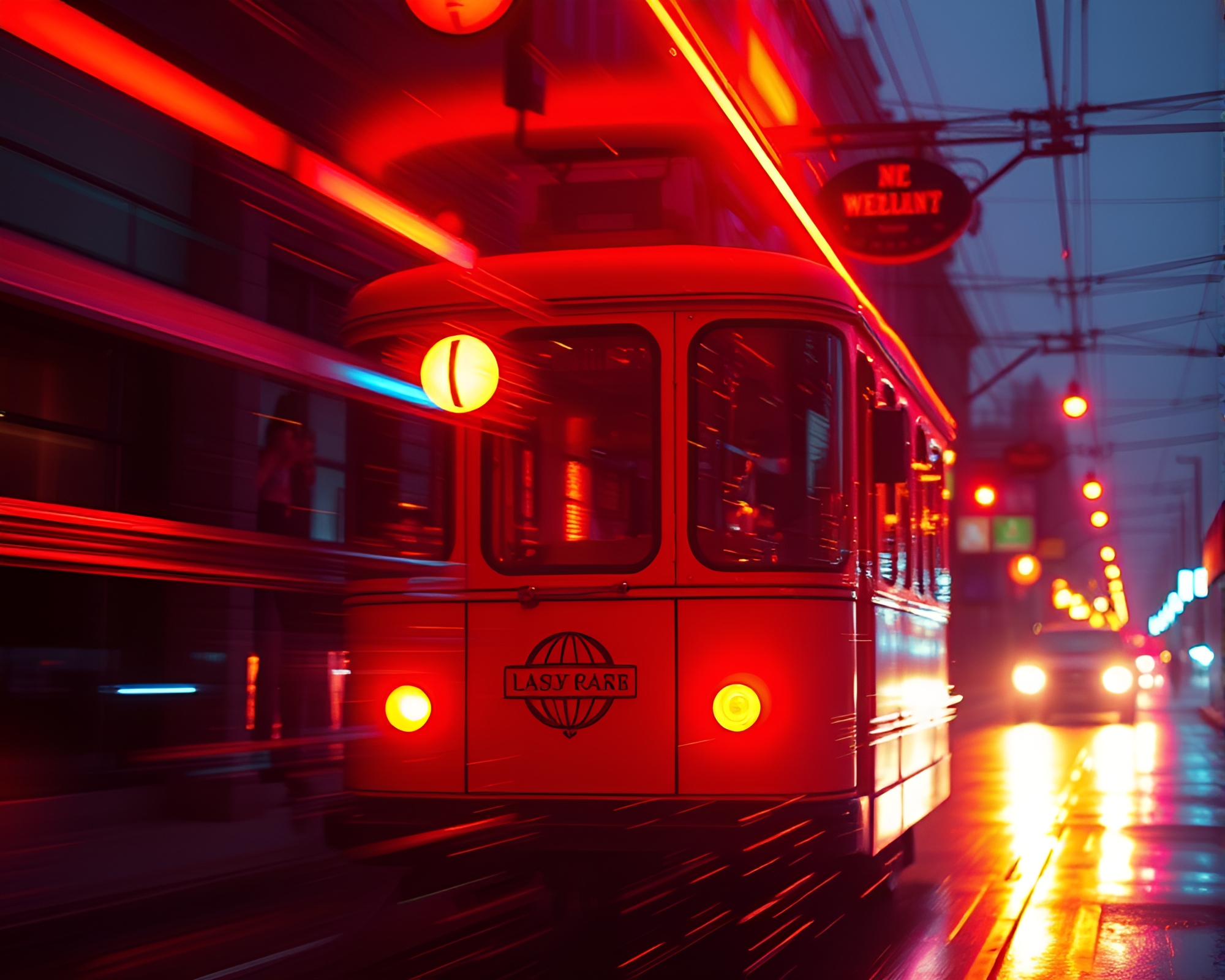Vibrant Cable Car Glitch Art – free AI stock image