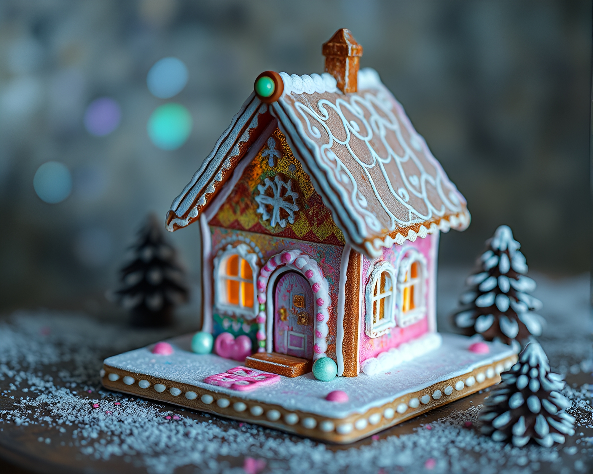 Rust Patina Gingerbread House Hologram Dream – free AI stock image