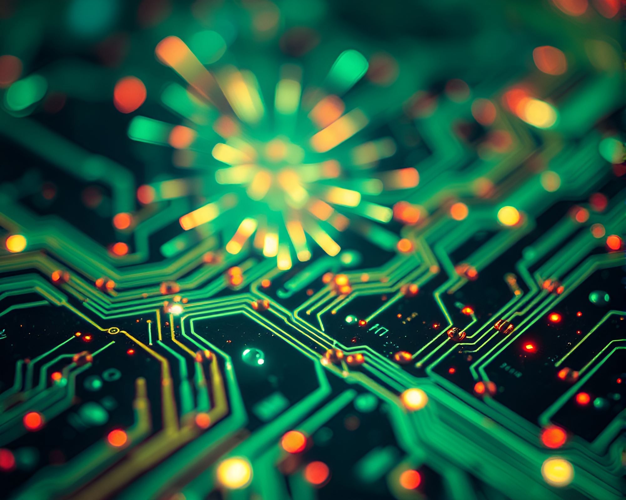 Circuit Board Djinn Festival Fireworks Glow – free AI stock image