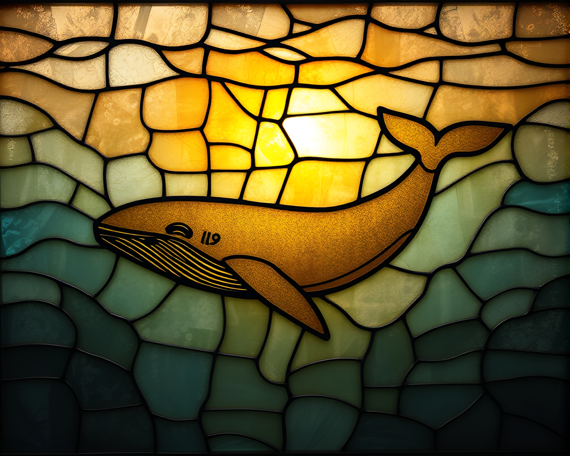 Whale in Etched Bronze Glass – free AI stock image