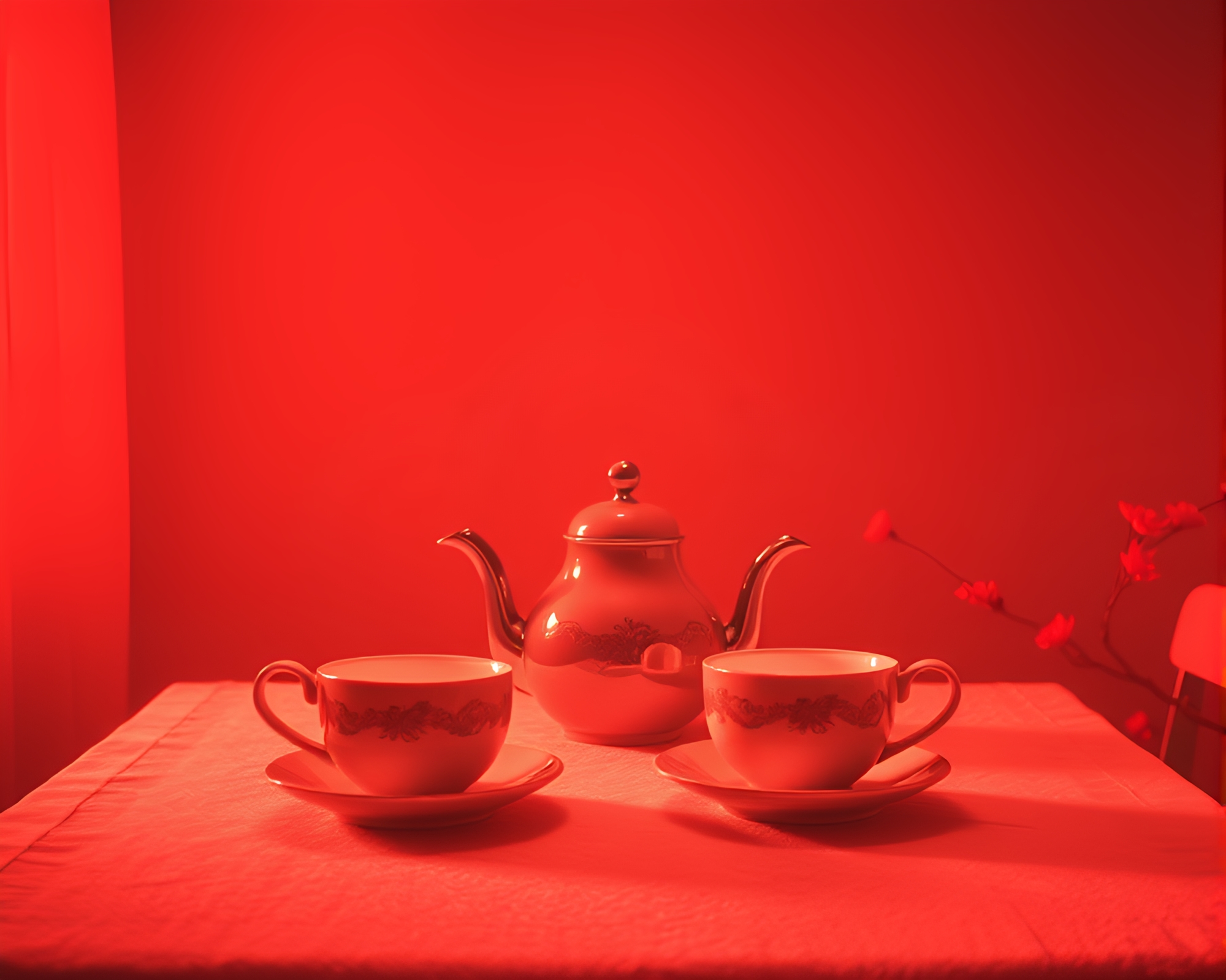 Unveiling Negative Space: 90s Grunge Tea Set – free AI stock image
