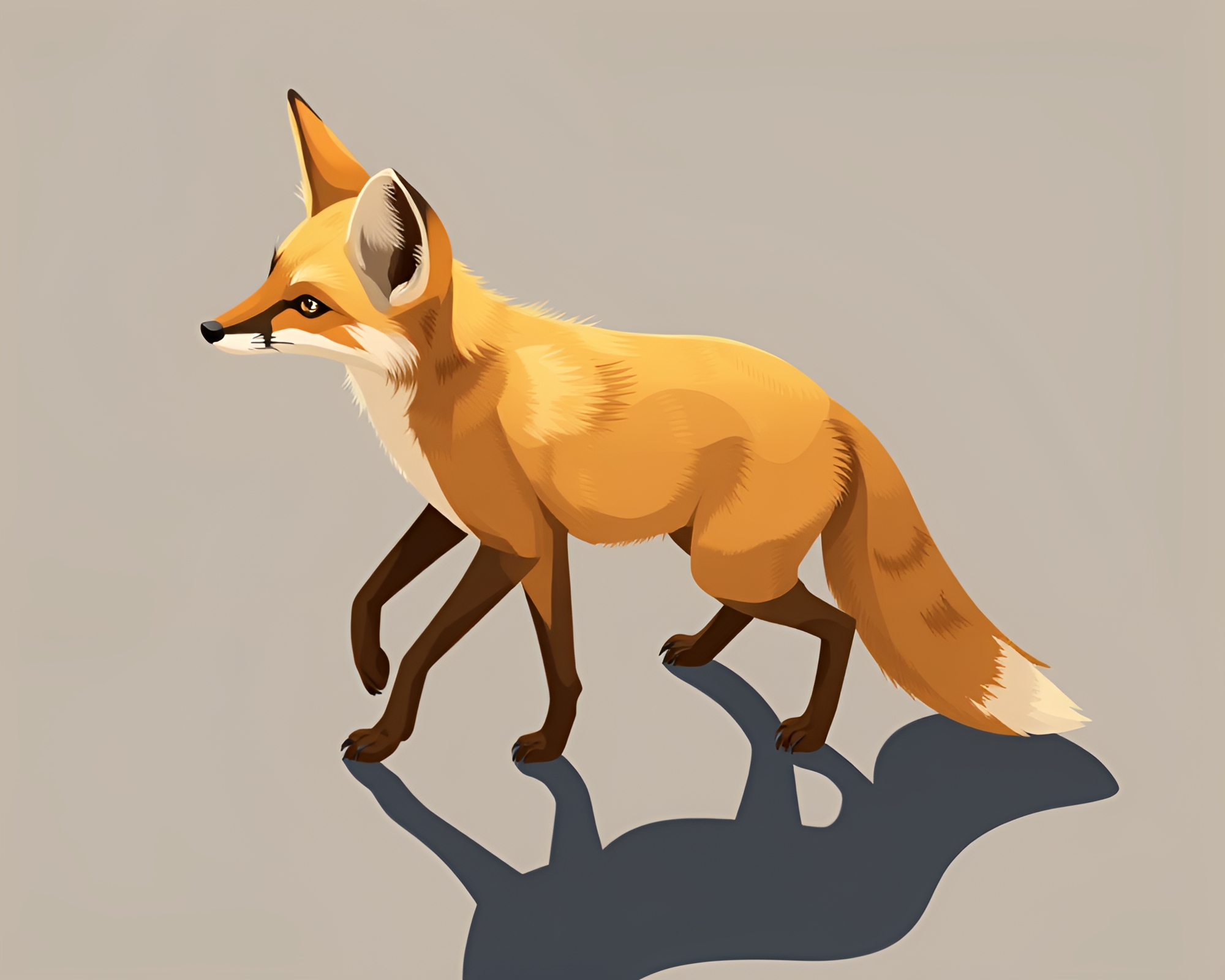 Fennec Fox Shadow Play Isometric Illustration – free AI stock image