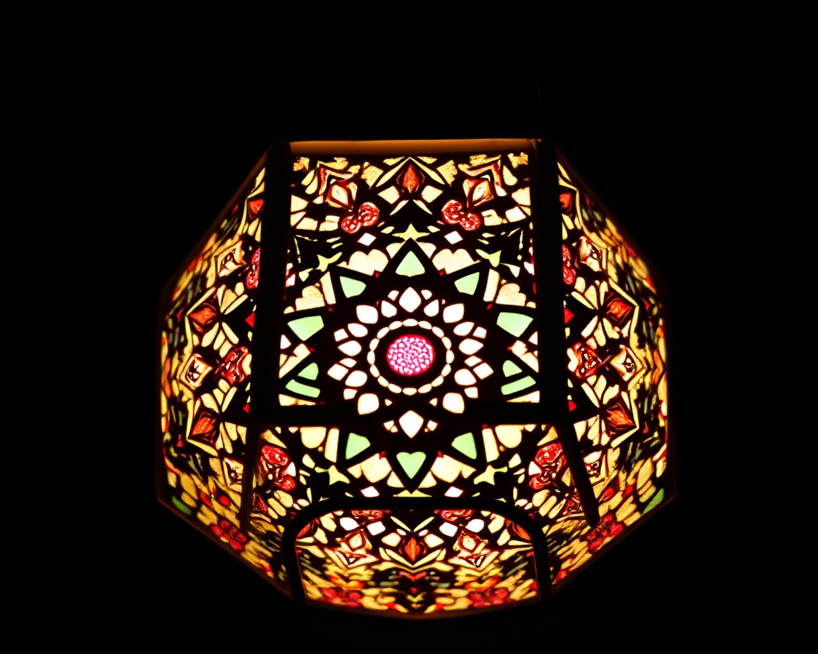 Vibrant Mandala design in retro VHS style illumination