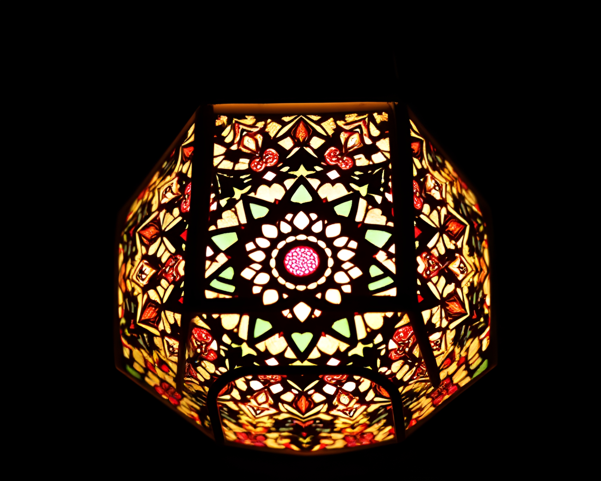 Fragmented Mandala under 80s Lantern Light – free AI stock image