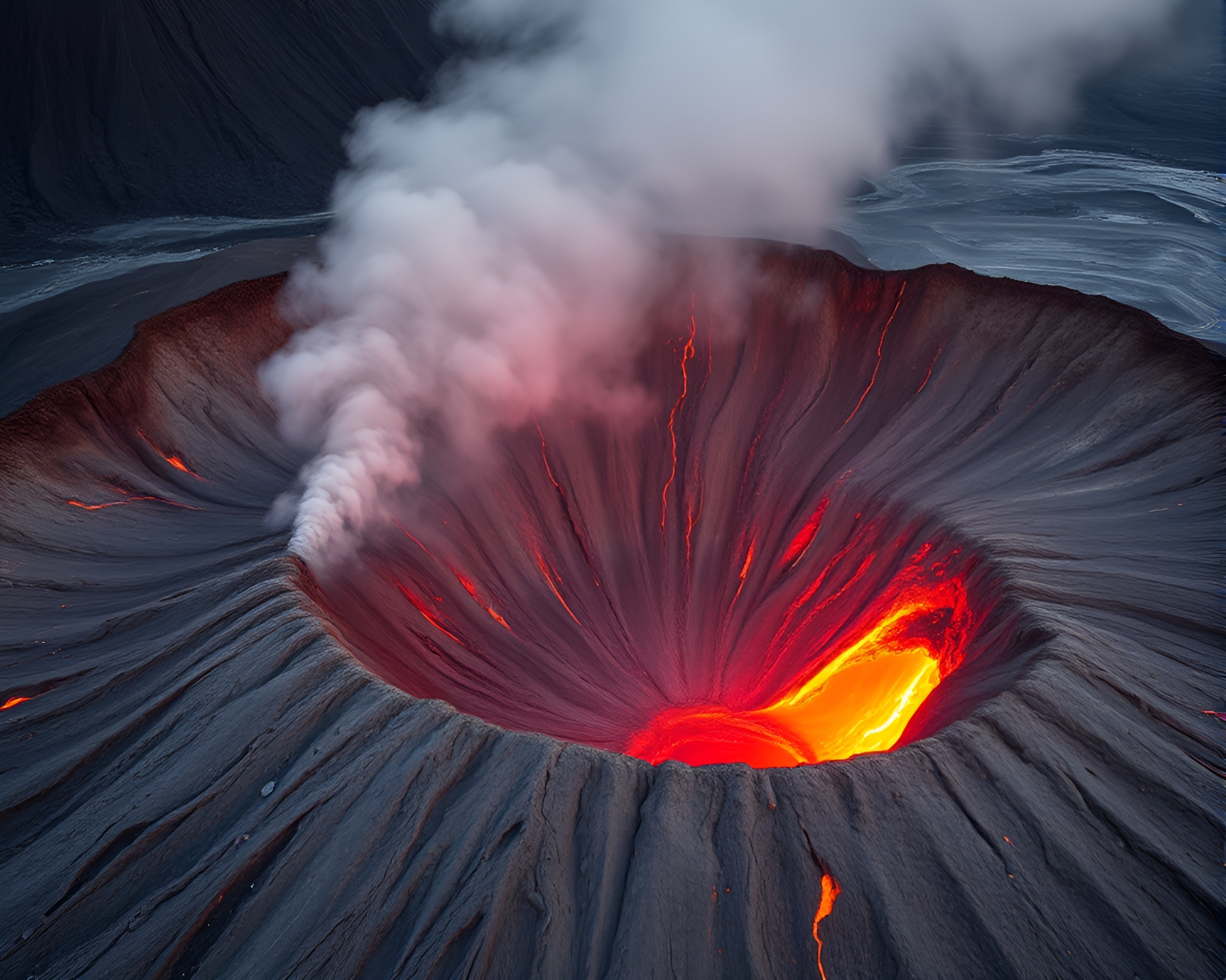 Volcano Crater Exudes Off-White Warmth in Macro View – free AI stock image