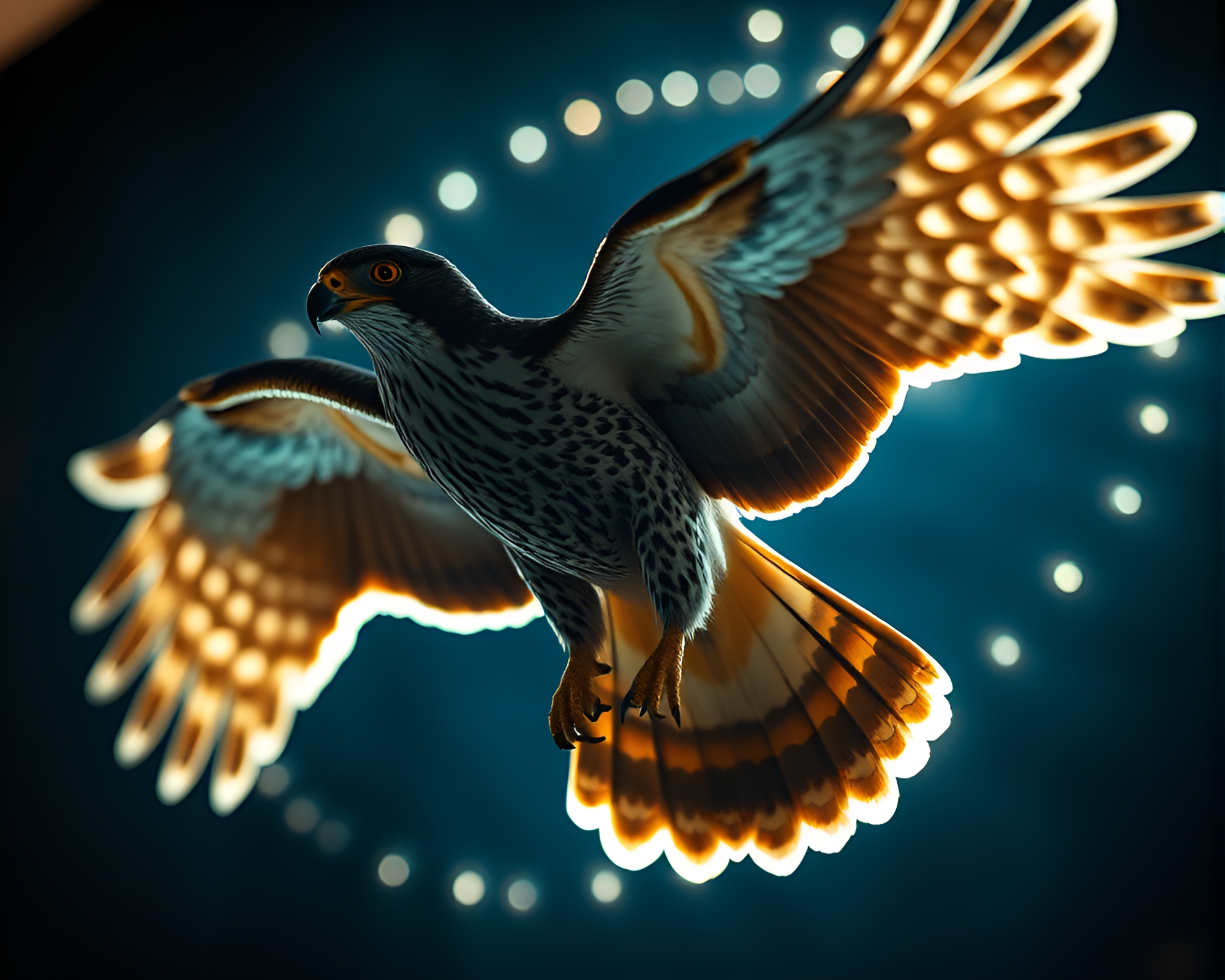 Dynamic Falcon in Theatrical Lighting – free AI stock image