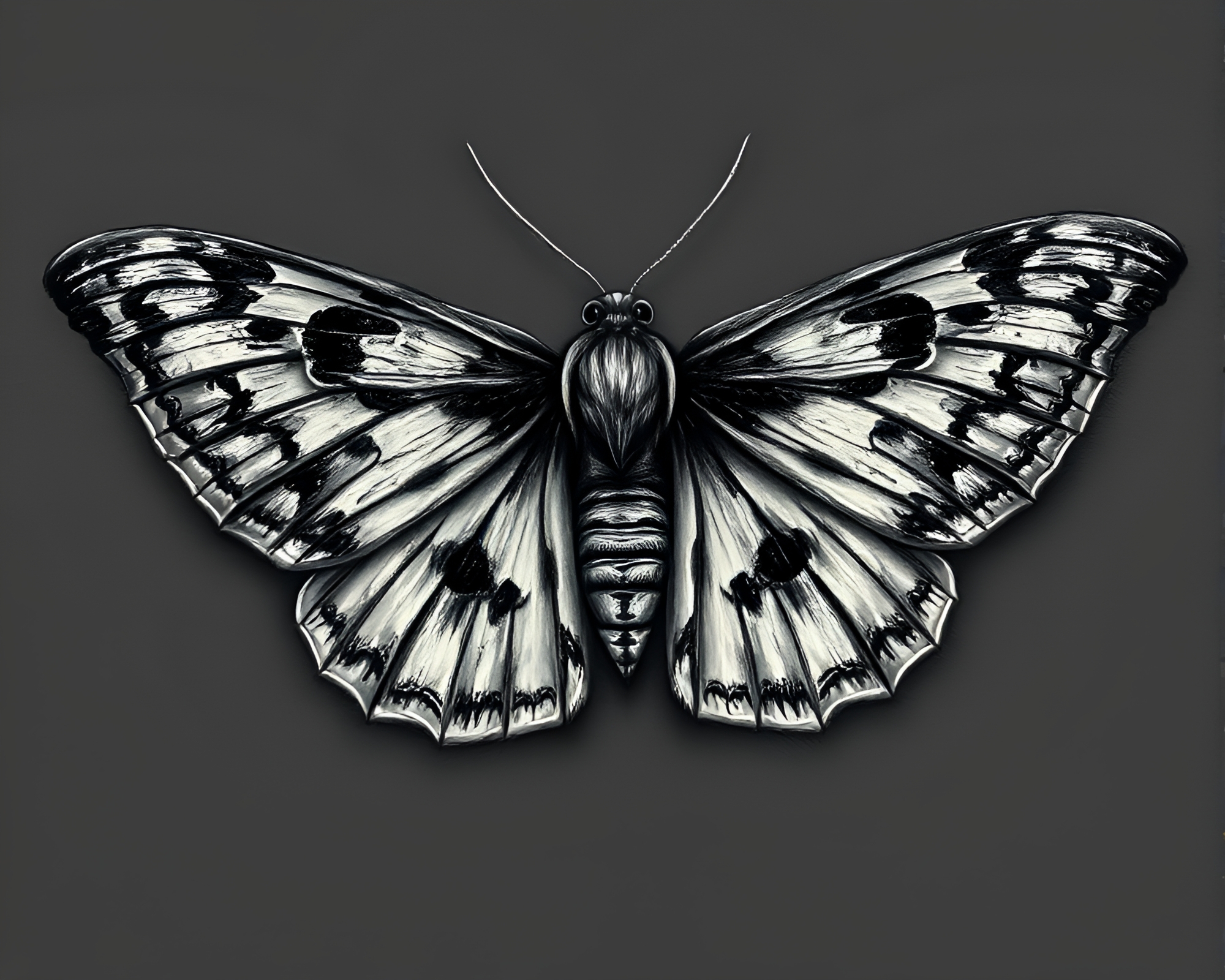 Vintage Moth Charcoal Sketch on Paper Texture – free AI stock image