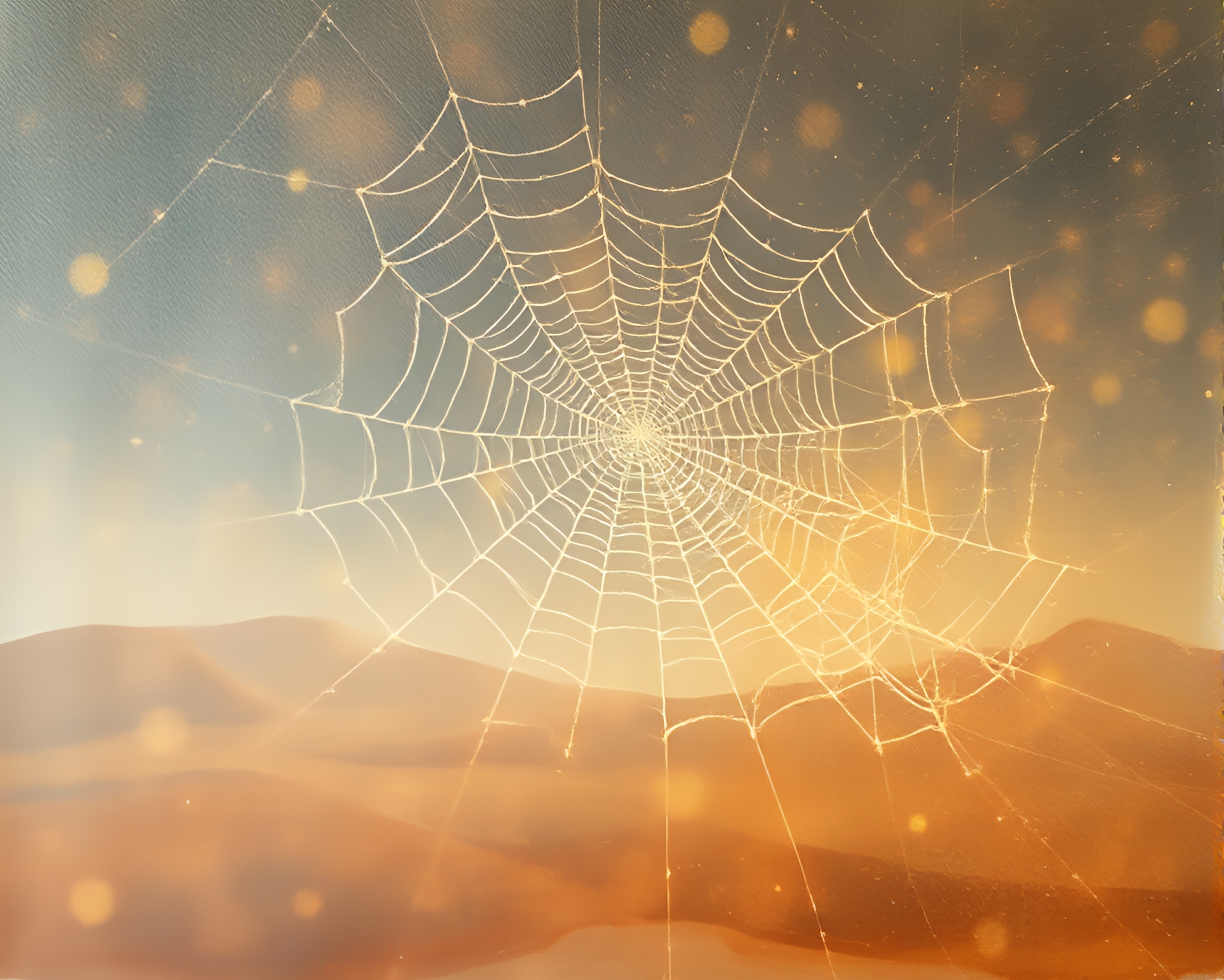 Desert Spider Web Interlaced with Dust Particles – free AI stock image