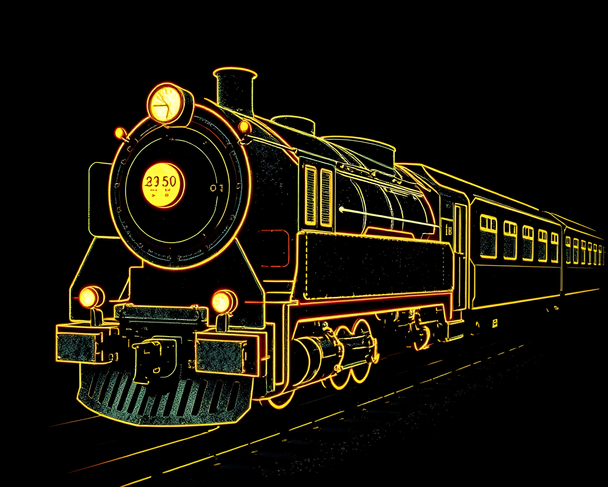 Engraved Glow-in-the-Dark Train Texture Overlay – free AI stock image