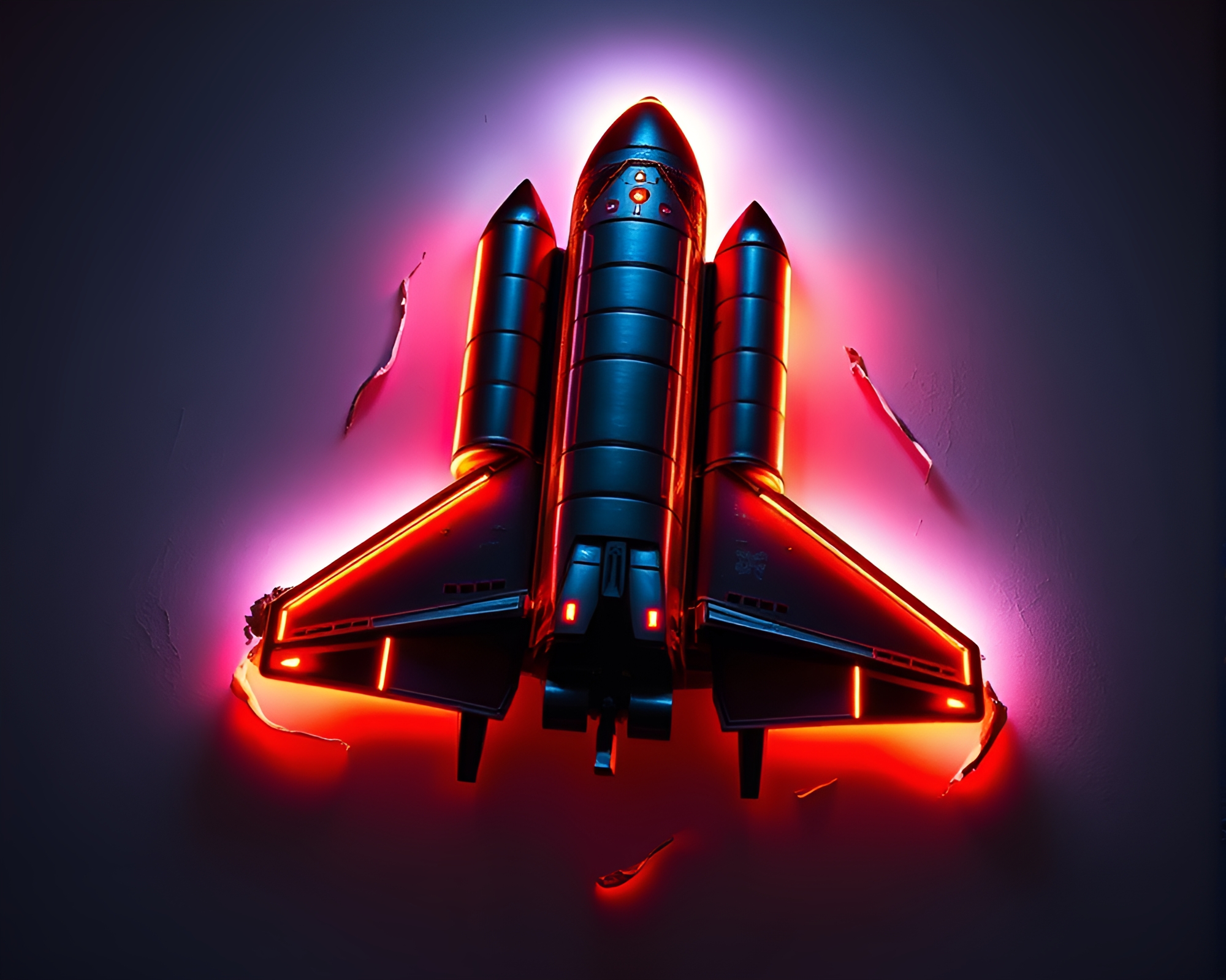 Futuristic Space Shuttle Illuminated by LED Lights – free AI stock image