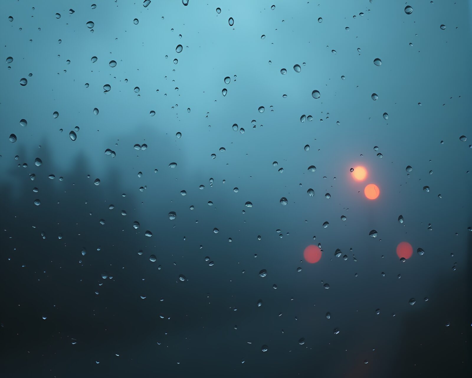 Dreamy night scene of neon sign reflected in rain