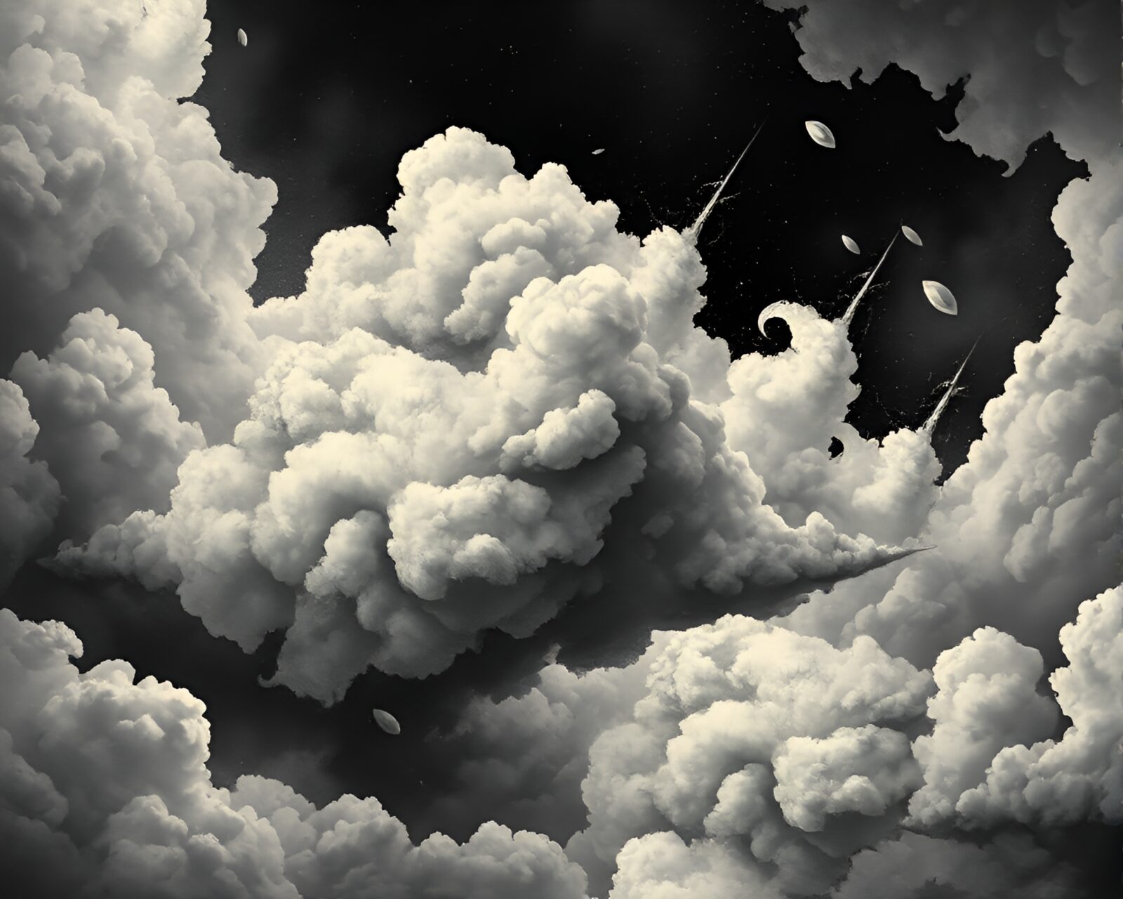 Grisaille art style with retro scanlines around ancient scroll explosion