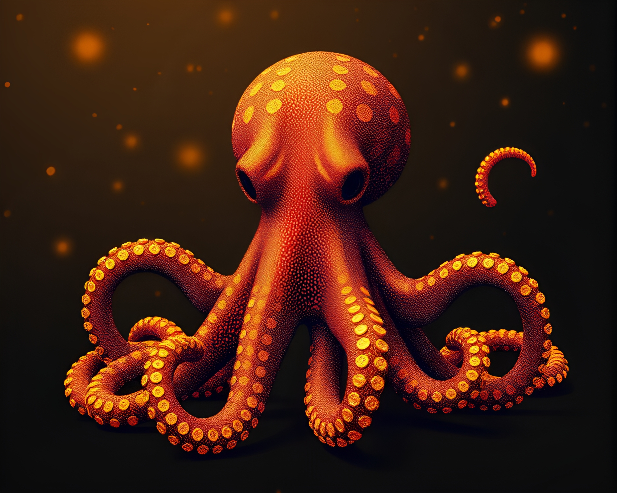 Octopus Exploration in Pointillist Savannah Golds 3D – free AI stock image