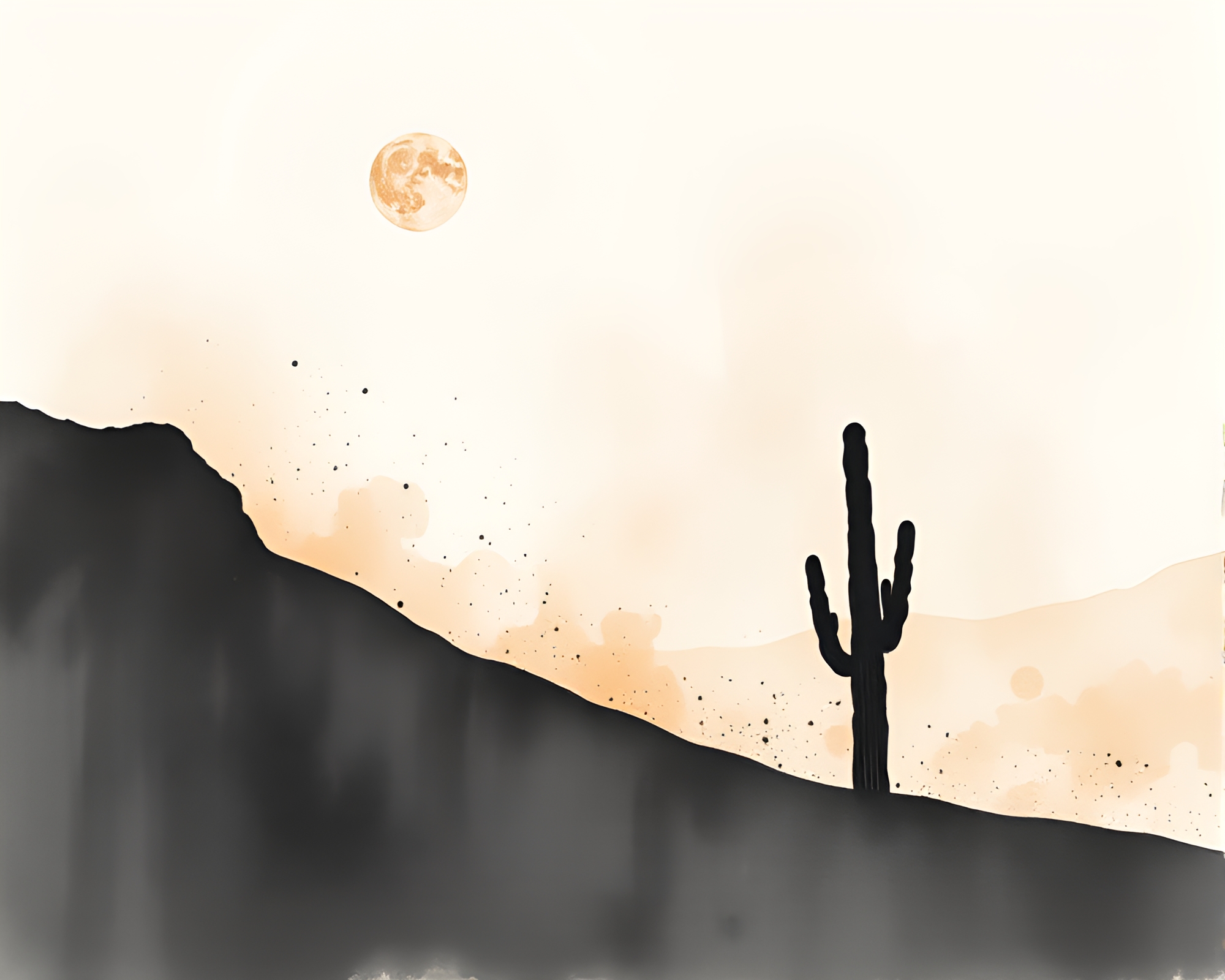 Desert Mirage: Ink Wash Drips Medical Illustration – free AI stock image