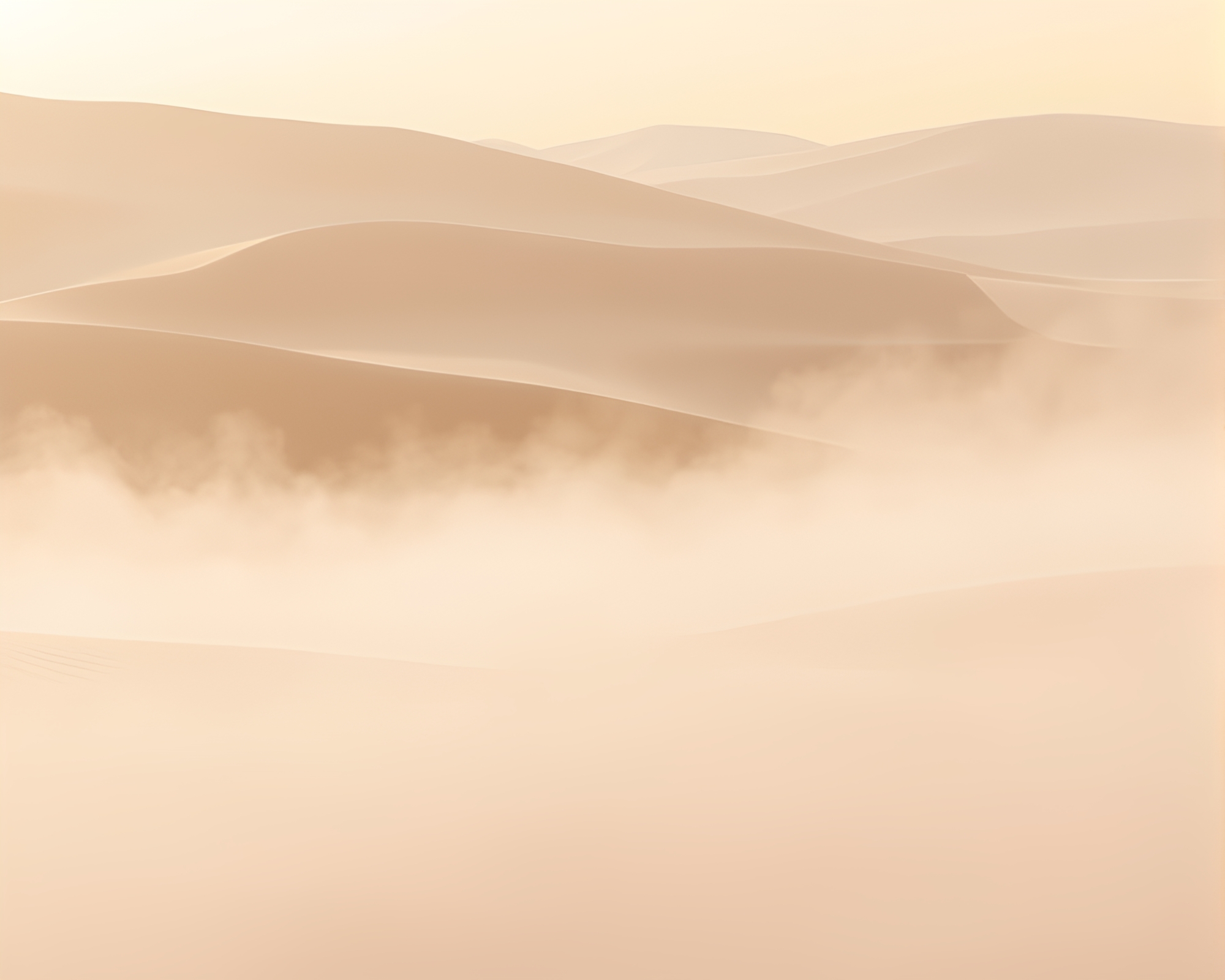 Mystical Desert Fog Drifts in CGI Fantasy – free AI stock image