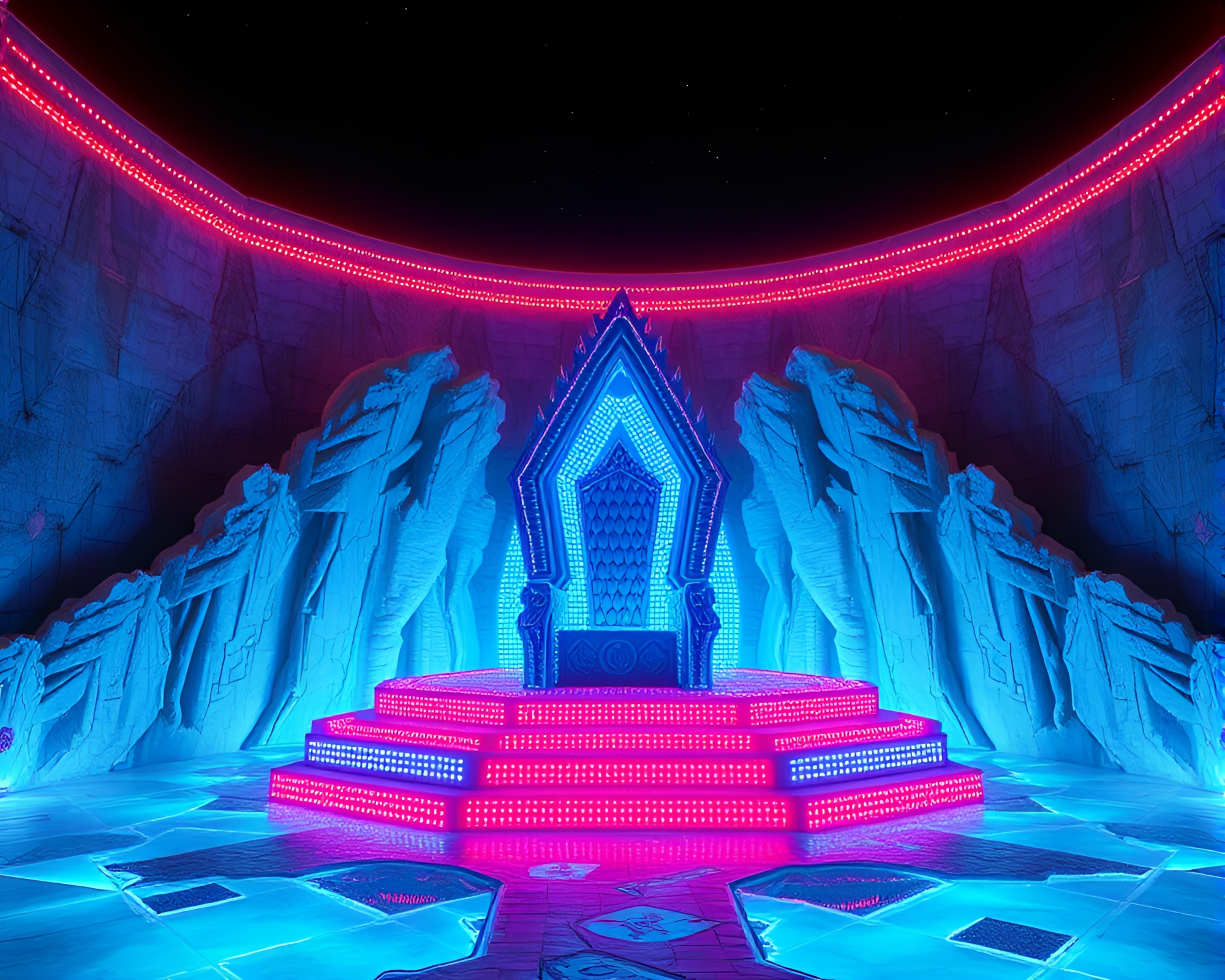 LED Arctic Throne Room Fantasy Pixel Art – free AI stock image