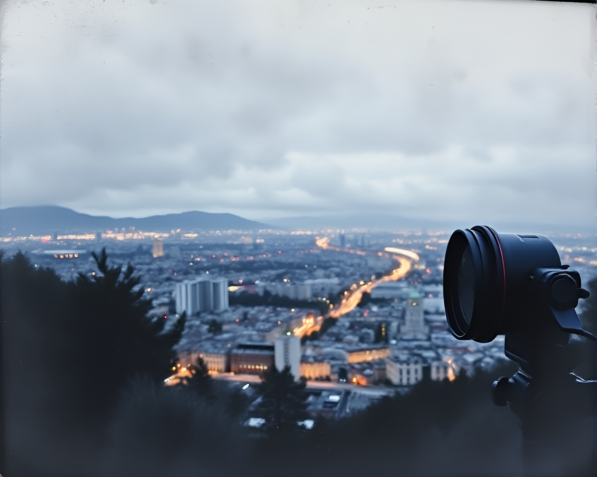 Serenity in Ink: Lamp-Lit Panoramic Vignette – free AI stock image